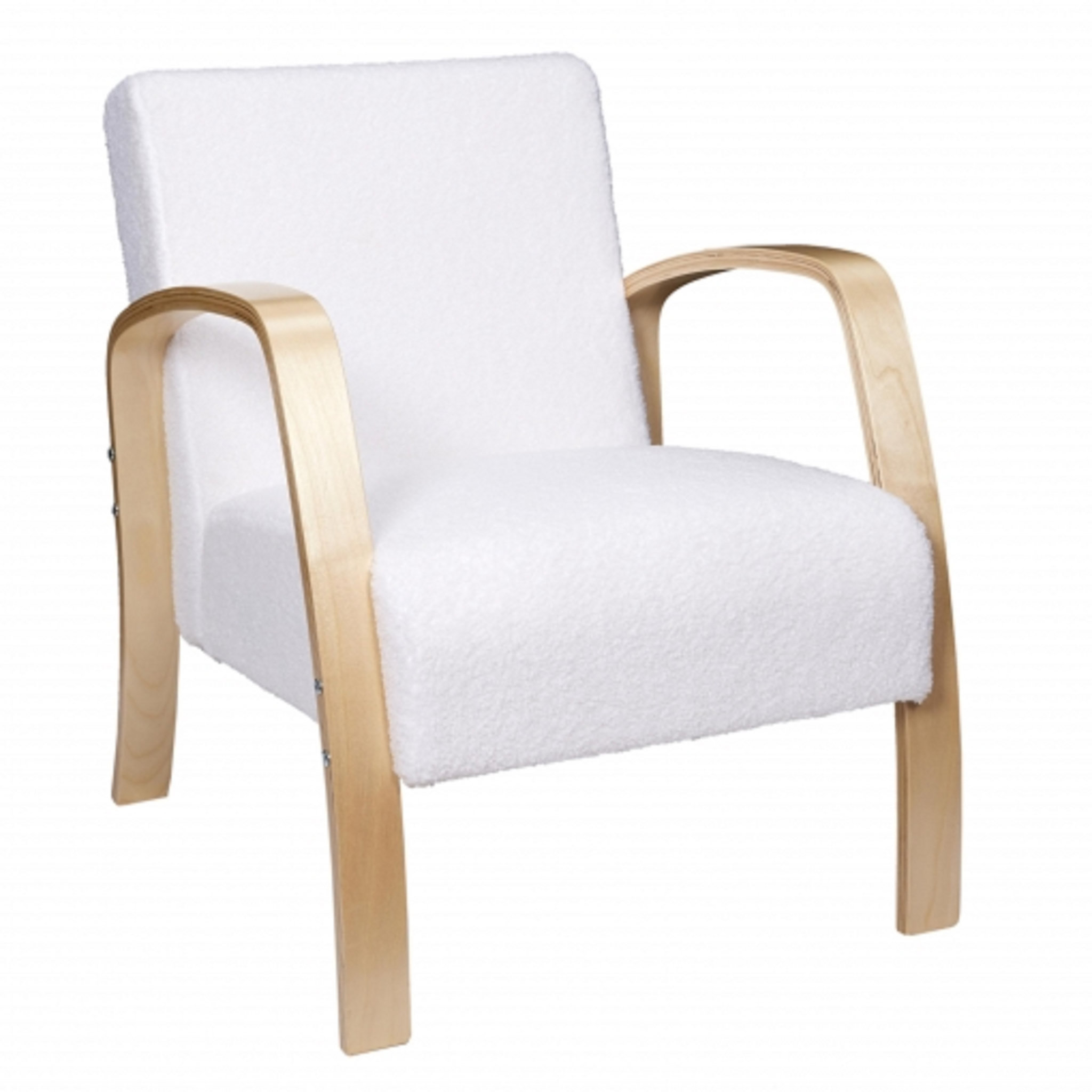 Voir la diapositive 2 : Fauteuil  Structutre bois  , tissu polyester BOUCLETTE