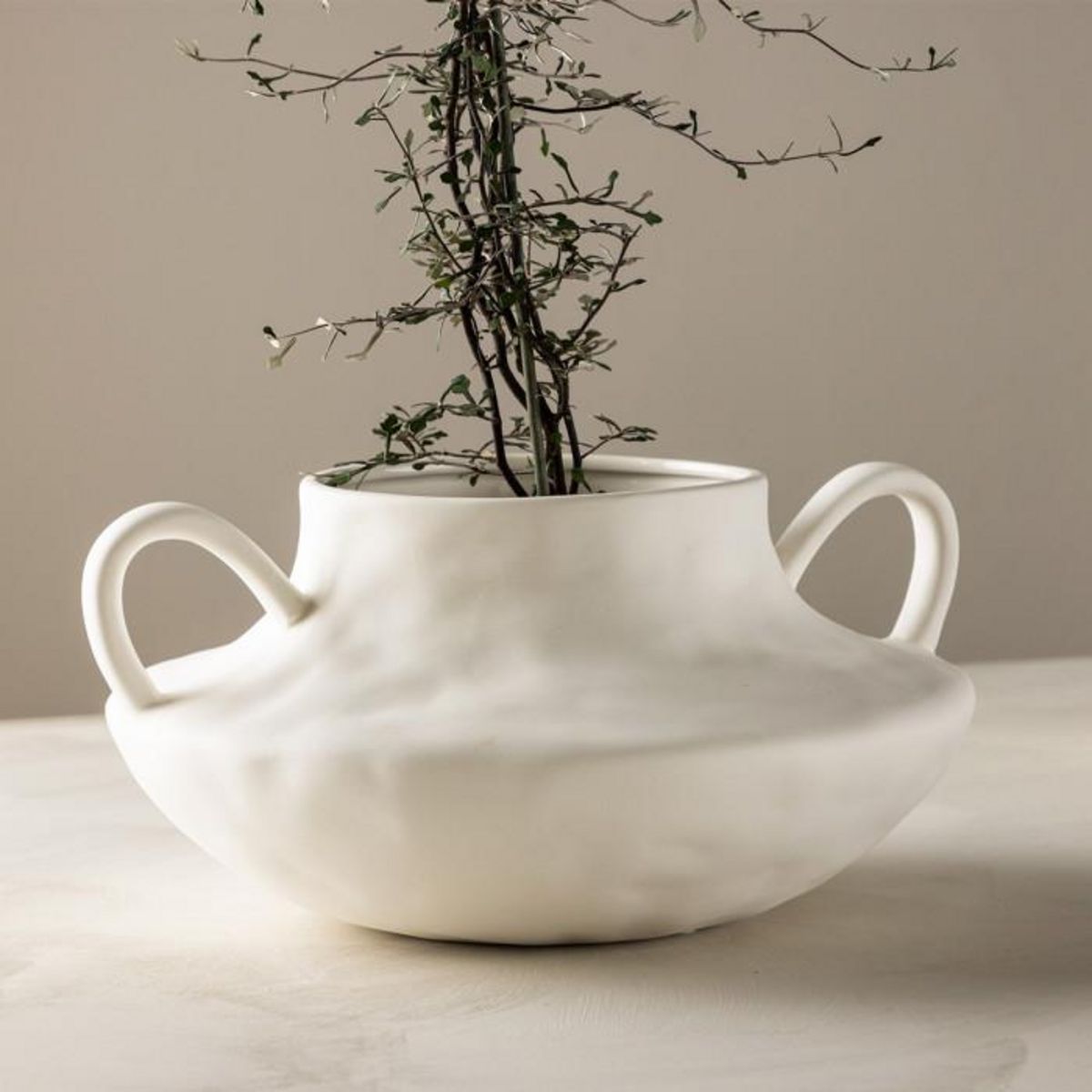 Paris Prix Pot Design en Céramique  Holda  31cm Blanc Cassé