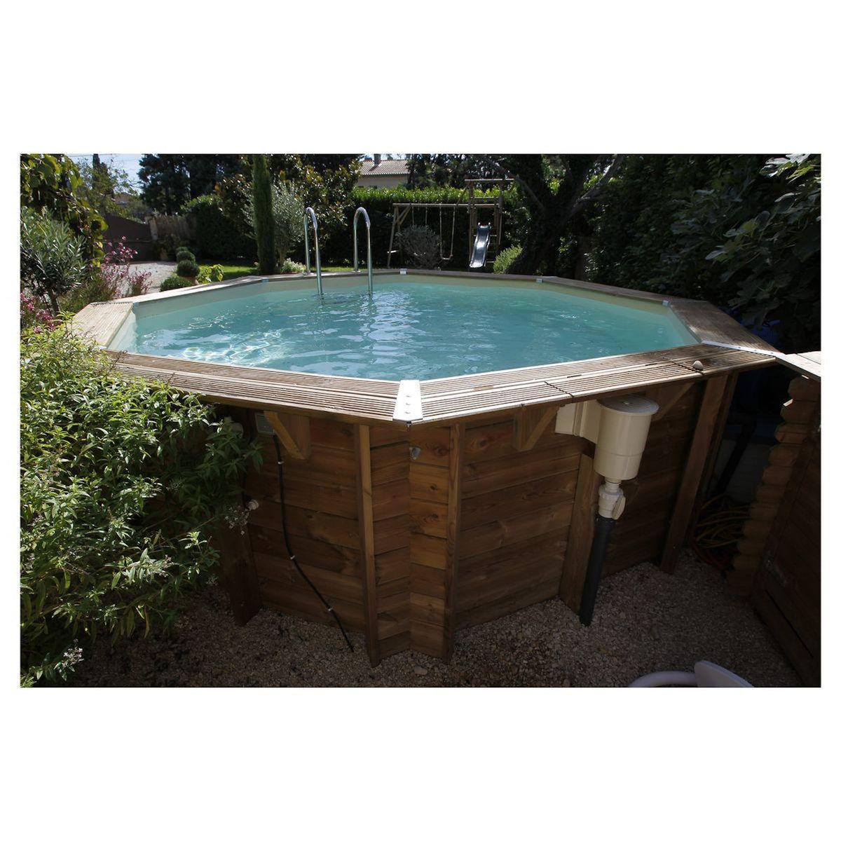 UBBINK Piscine hors sol bois octogonale - 430x120cm -  Liner Beige -OCEA