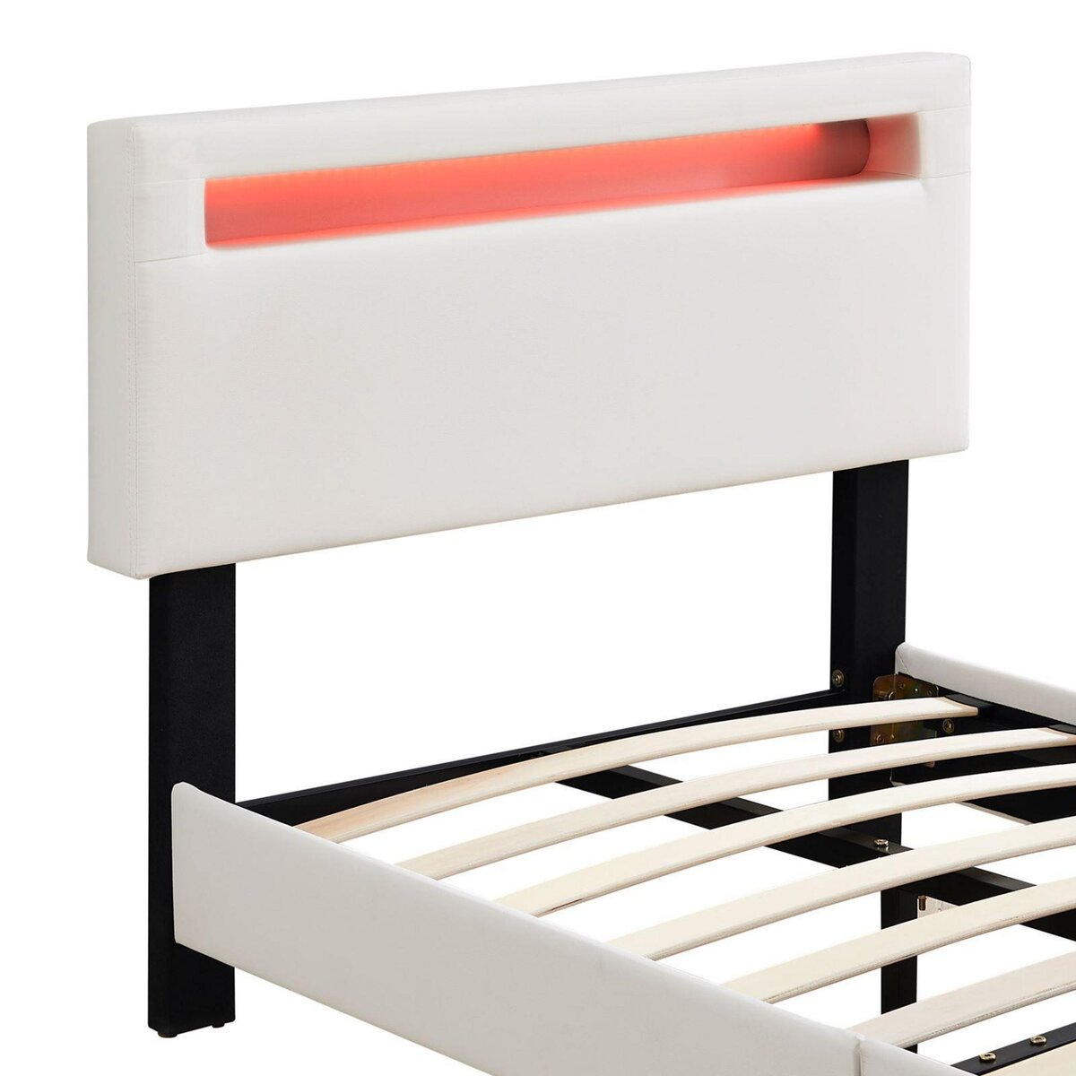 IDIMEX Lit LED simple EVAN 90x190 cm, avec sommier, revêtement en synthétique