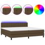 Voir la diapositive 2 : VIDAXL Sommier a lattes de lit matelas et LED Marron fonce 200x200 cm