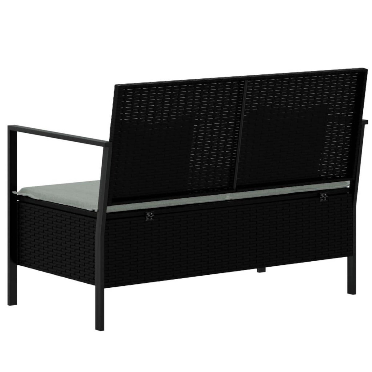 VIDAXL Banc de Jardin a 2 Places avec Coussins Noir Resine Tressee
