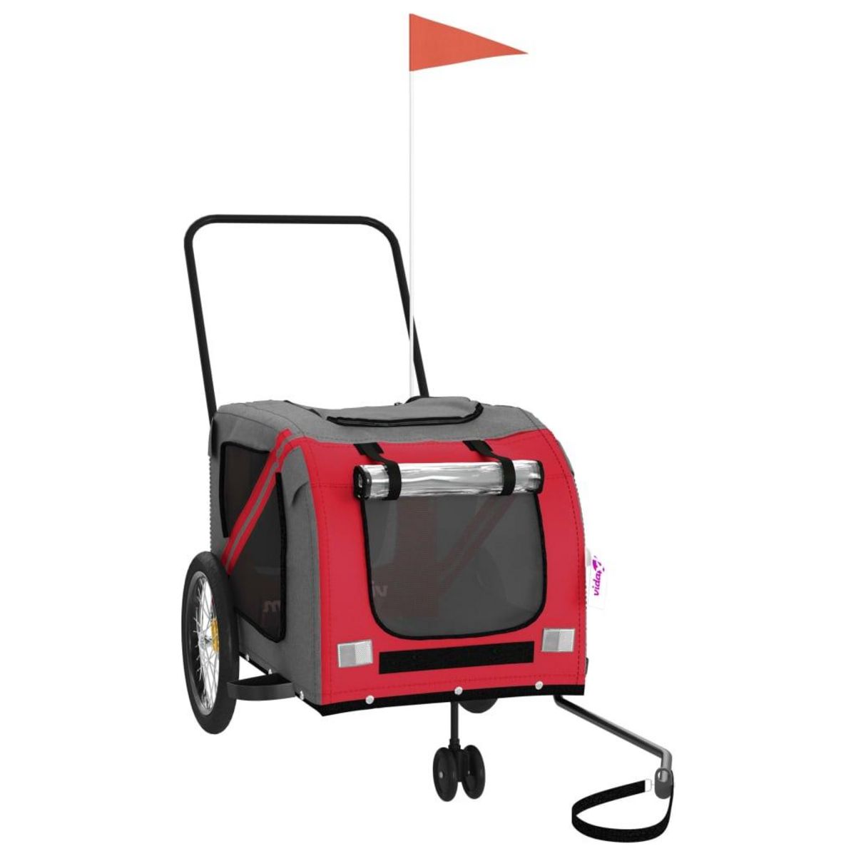 VIDAXL Remorque de velo pour animaux de compagnie rouge et gris