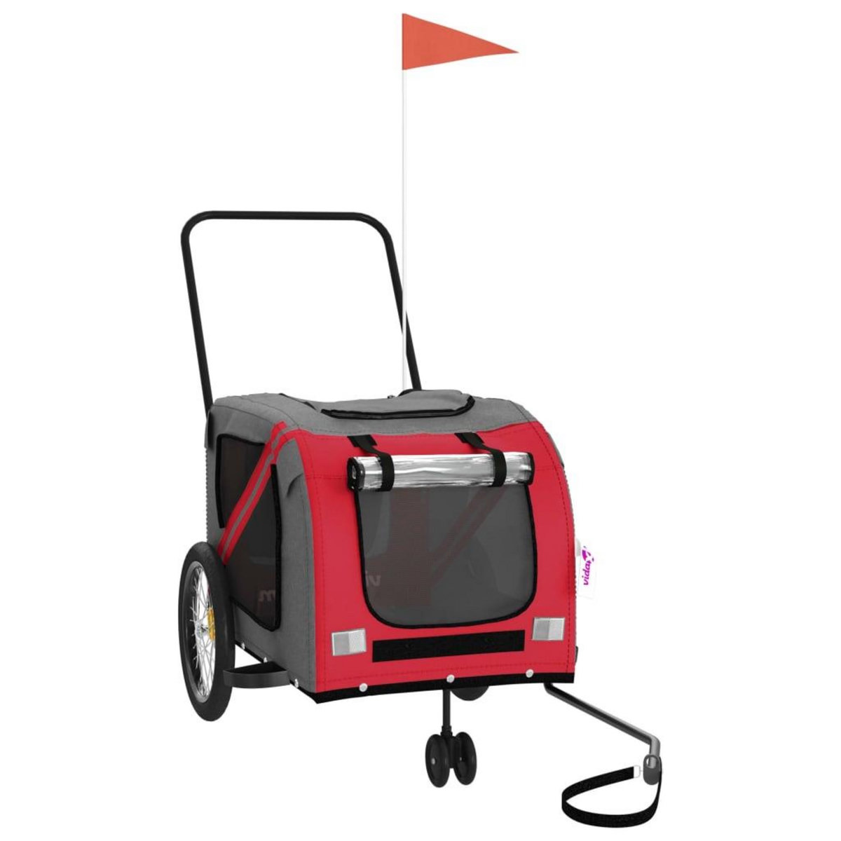 VIDAXL Remorque de velo pour animaux de compagnie rouge et gris