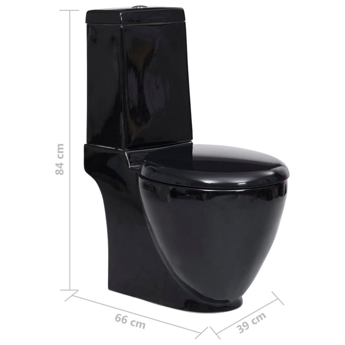 VIDAXL Toilette en ceramique ronde ecoulement d'eau au fond noir