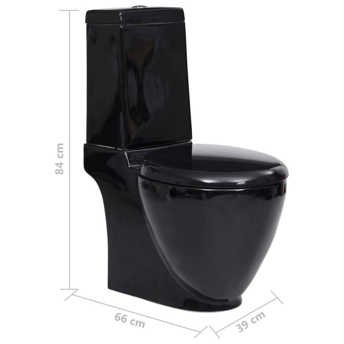 VIDAXL Toilette en ceramique ronde ecoulement d'eau au fond noir