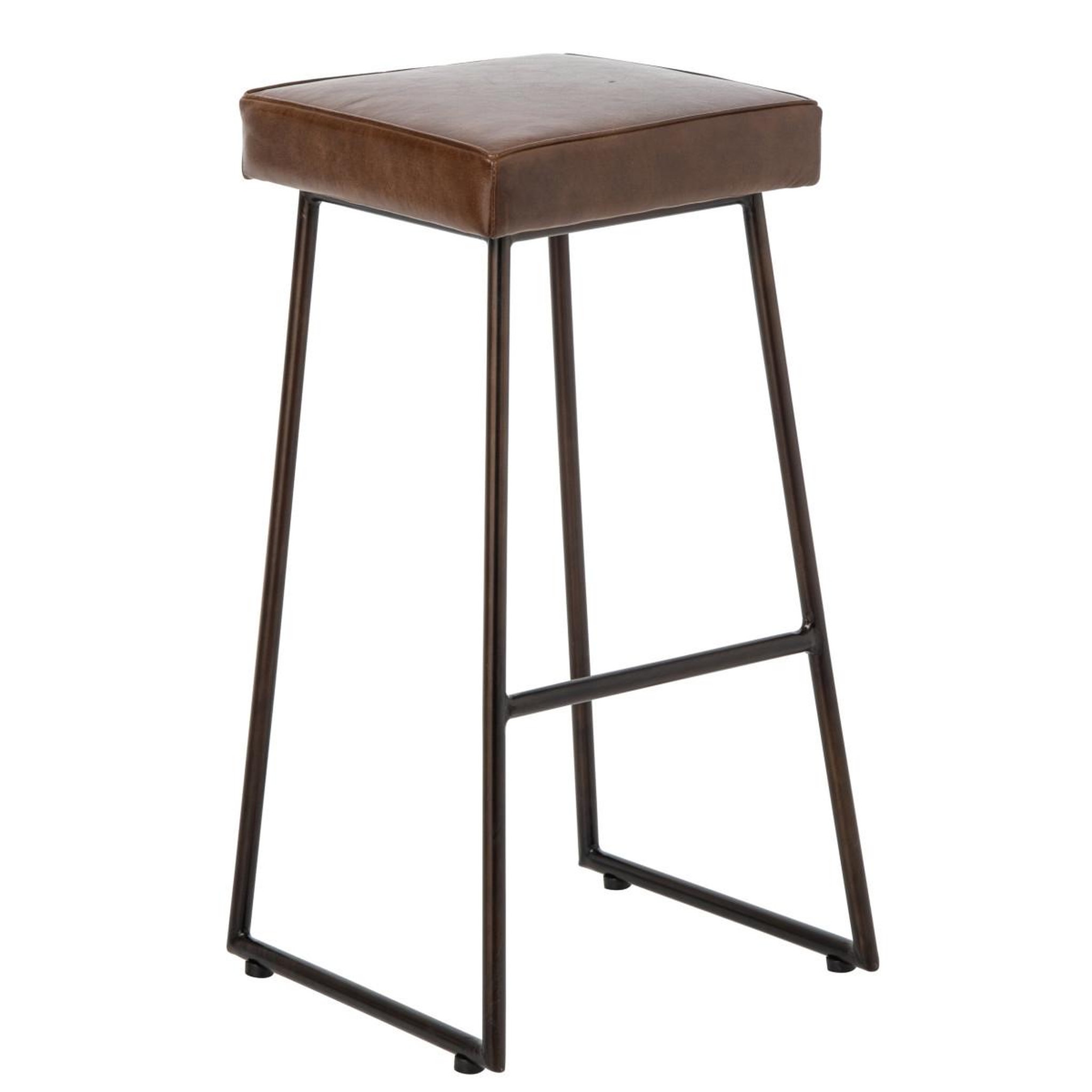 J-LINE Tabouret de bar en cuir  austin  73cm marron