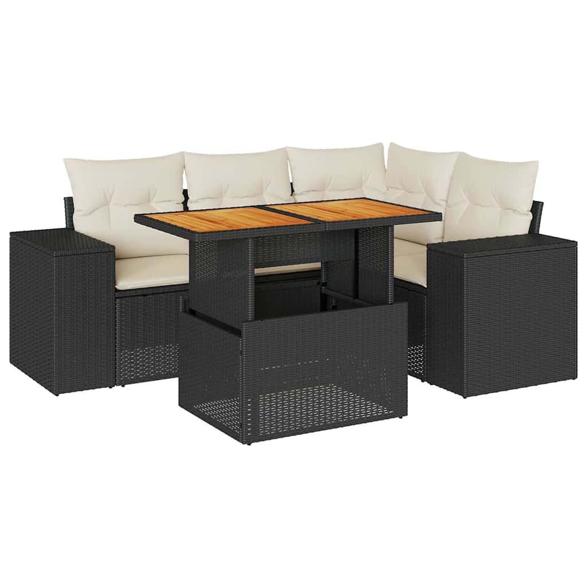 Voir la diapositive 2 : VIDAXL Salon de jardin 5 pcs avec coussins noir resine tressee