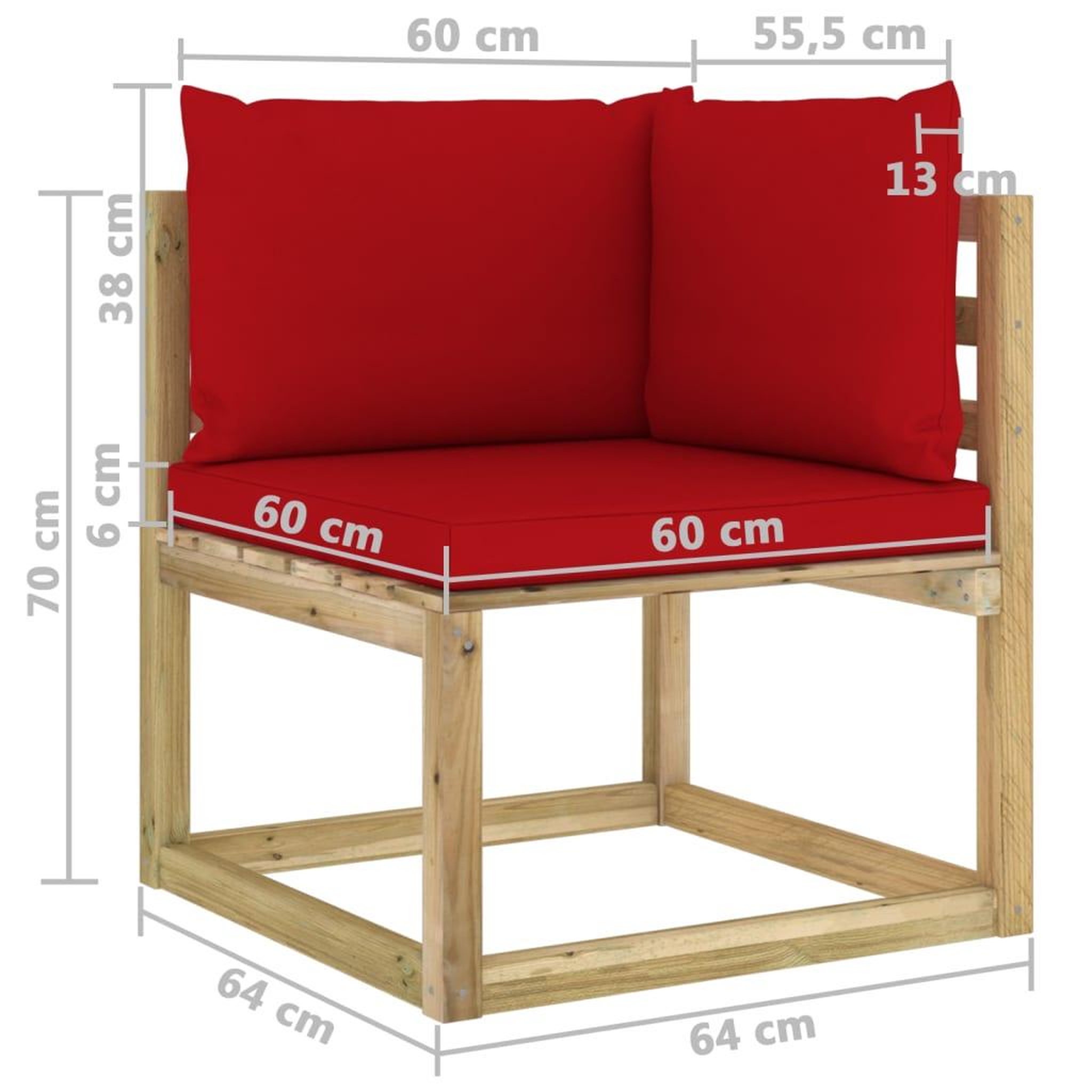 Voir la diapositive 6 : VIDAXL Canape d'angle de jardin avec coussins Bois impregne de vert