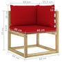 Voir la diapositive 6 : VIDAXL Canape d'angle de jardin avec coussins Bois impregne de vert