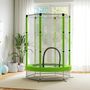 Voir la diapositive 2 : HOMCOM Trampoline enfant Ø140 cm max. 45 Kg - filet sécurité, porte zippée, 6 poteaux rembourrés - vert pomme