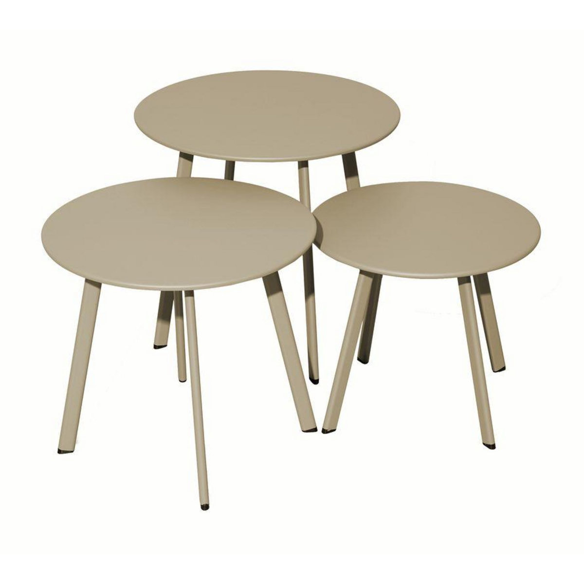 Proloisirs Lot 3 tables basses Massaï en acier - diamètre 40/45/50 cm - sand
