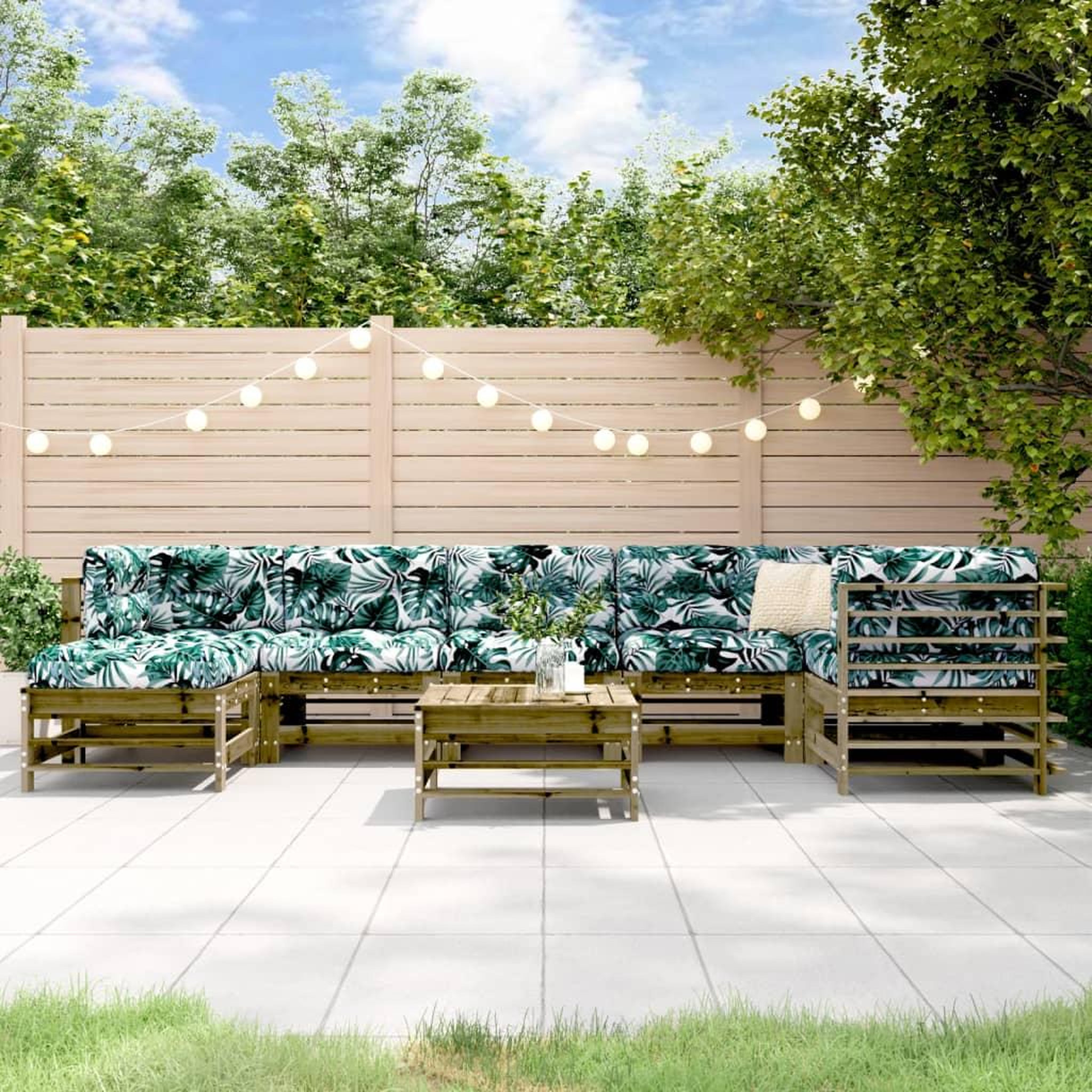 VIDAXL Salon de jardin 8 pcs avec coussins bois de pin impregne