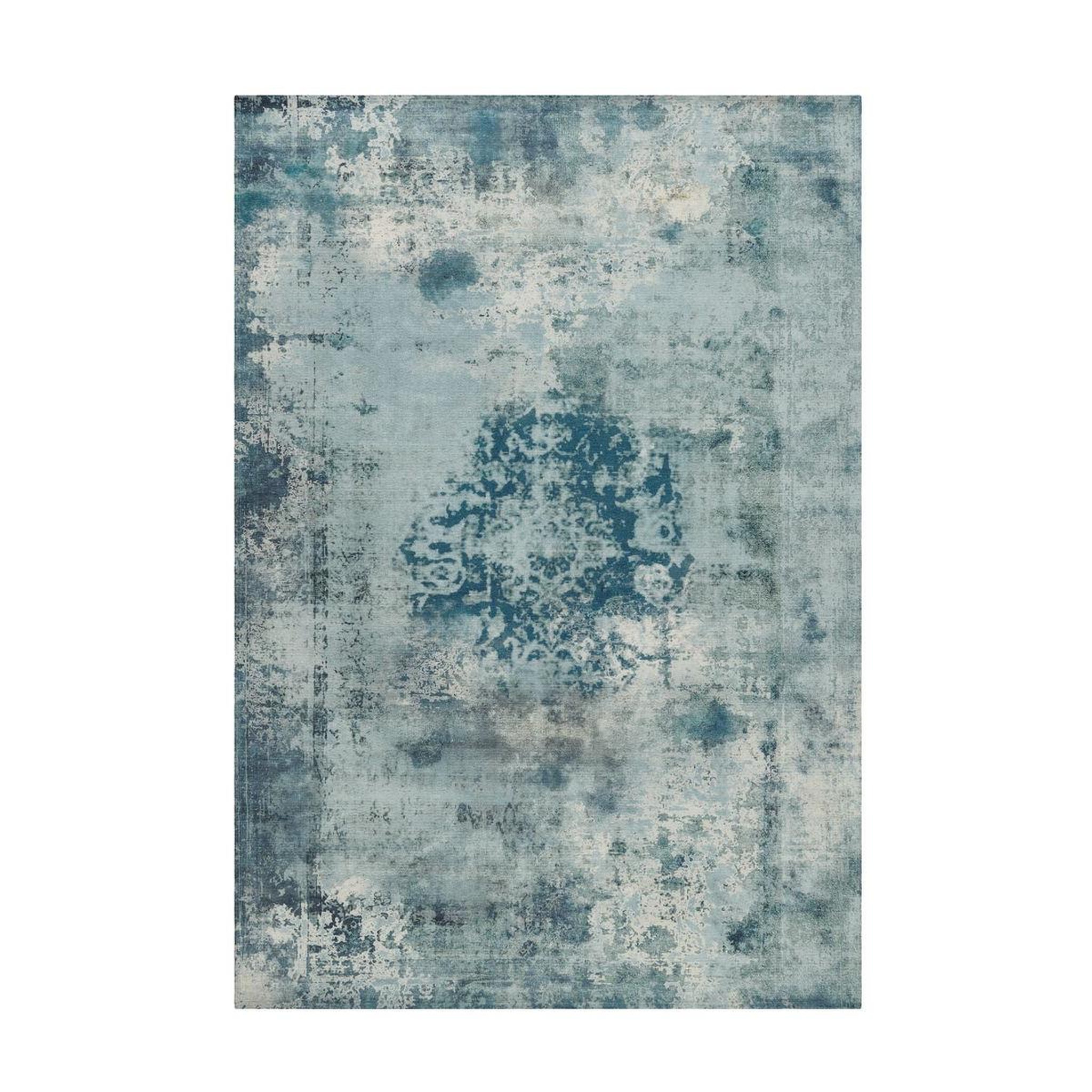Paris Prix Tapis rétro à poils courts  vintage  bleu pétrole. Coloris disponibles : Bleu