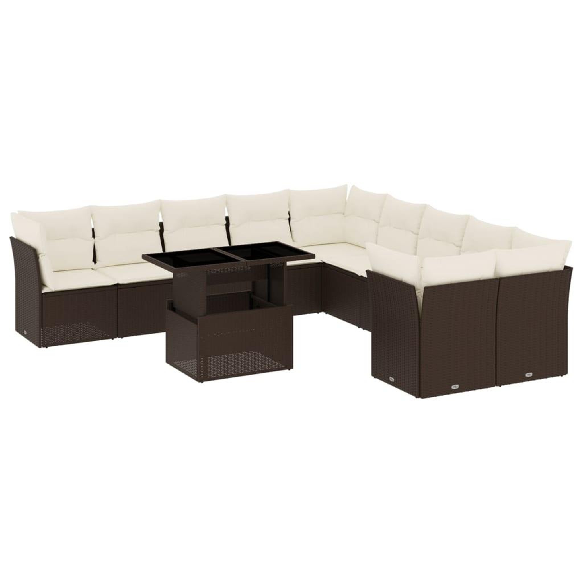 Voir la diapositive 2 : VIDAXL Salon de jardin et coussins 11 pcs marron resine tressee