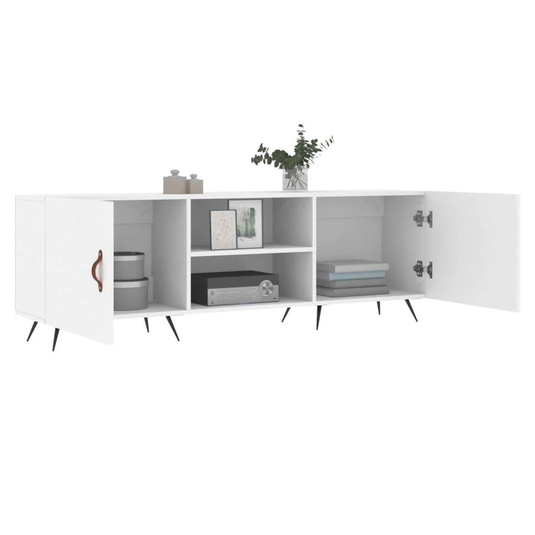 Voir la diapositive 4 : VIDAXL Meuble TV blanc 150x30x50 cm bois d'ingenierie