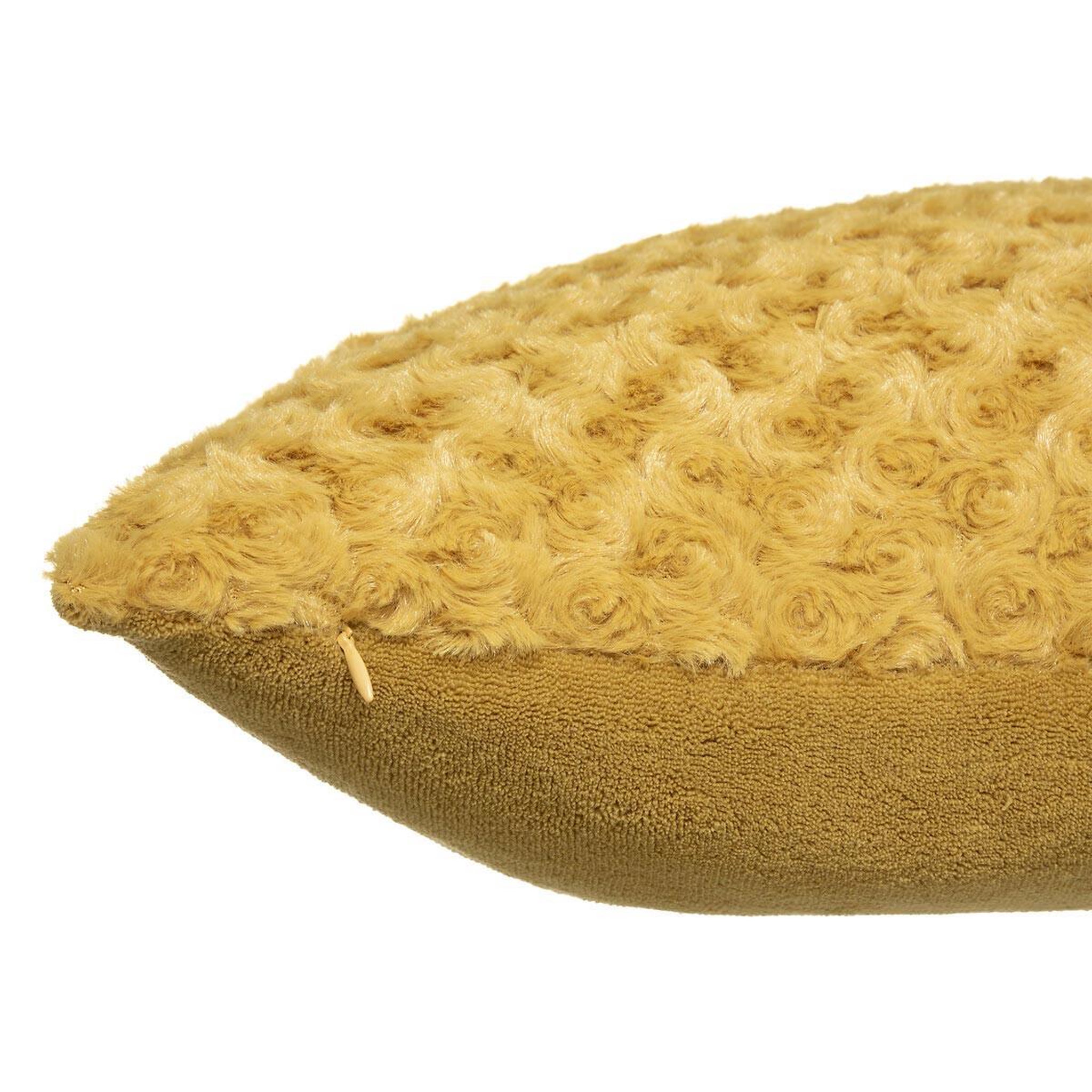 Voir la diapositive 3 : ATMOSPHERA Coussin imitation fourrure  bouclée  45x45cm ocre