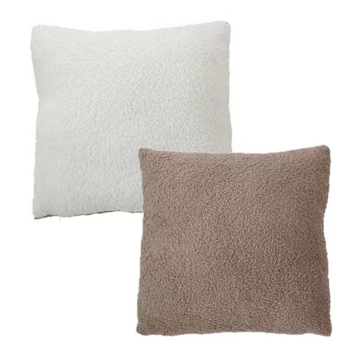 Paris Prix Coussin Déco Bouclé  Lodge  40x40cm Écru & Taupe