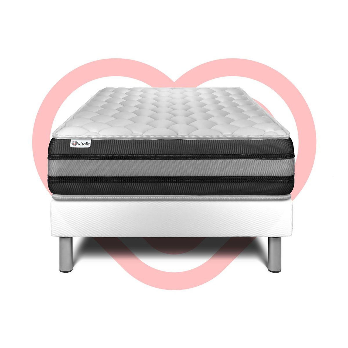 VITALIT Ensemble VITALSPRING ZEN 90 x 200 cm sommier Kit blanc