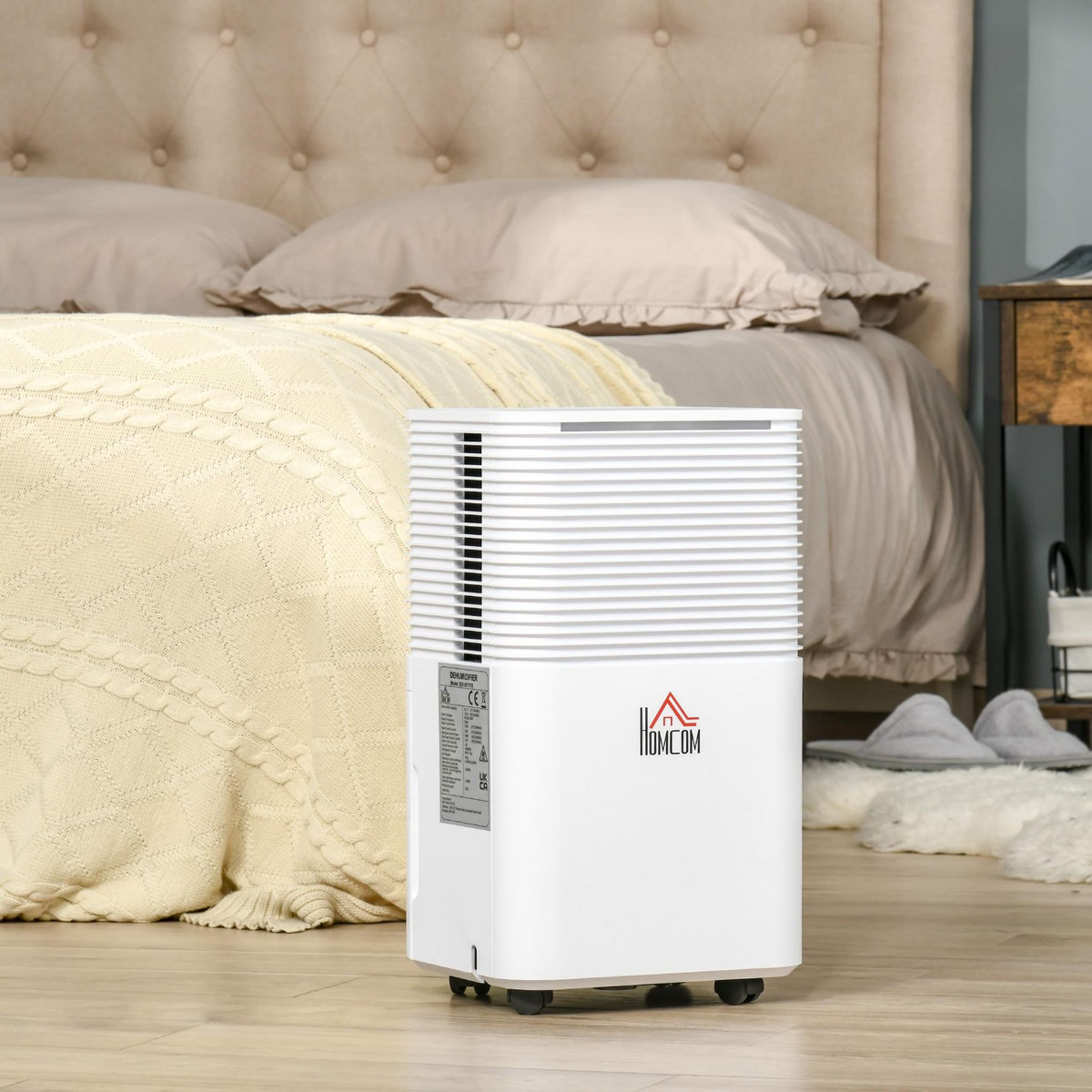 HOMCOM HOMCOM Déshumidificateur portable électrique silencieux 195W capacité max. réservoir 2L évacuation continue 10L/24H idéal pièces 12 m² max. blanc