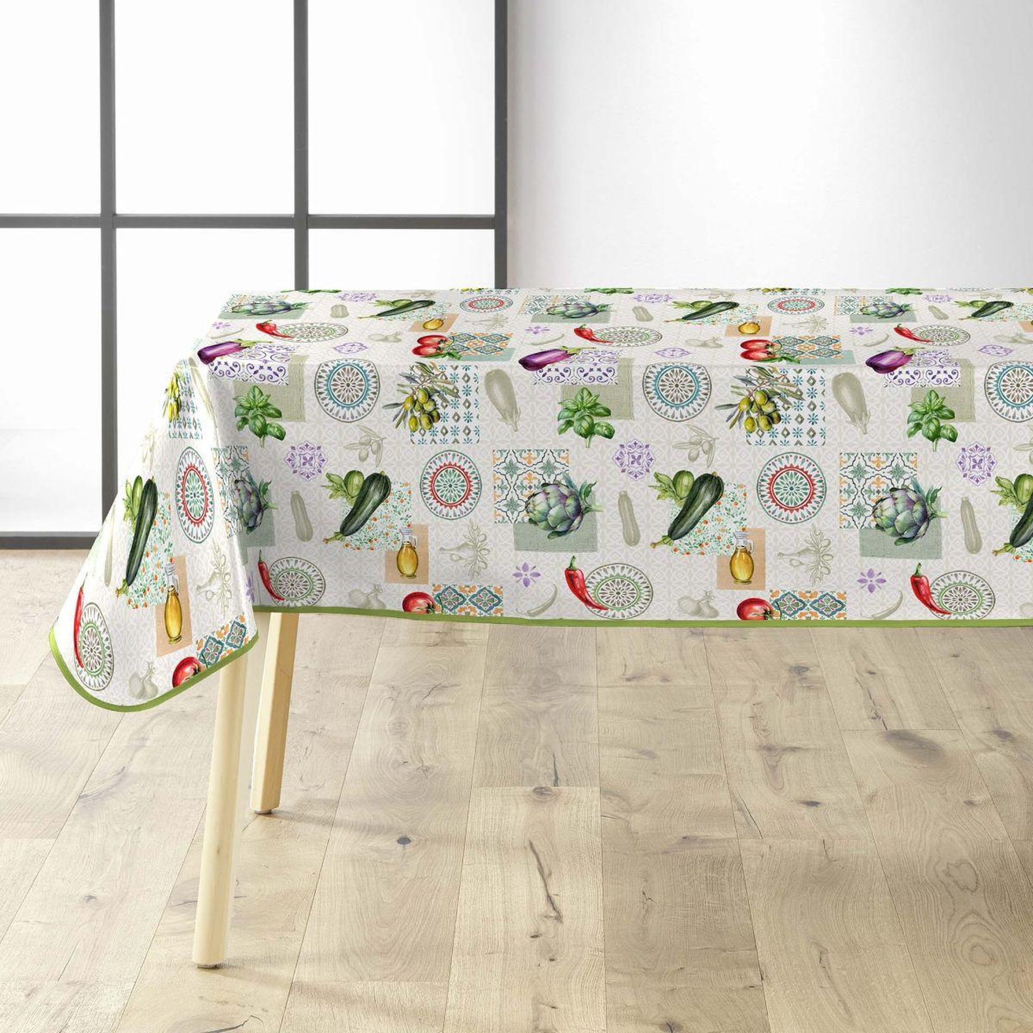 Douceur d'Intérieur Nappe toile cirée imprimé  vegetalia  140x240cm multicolore
