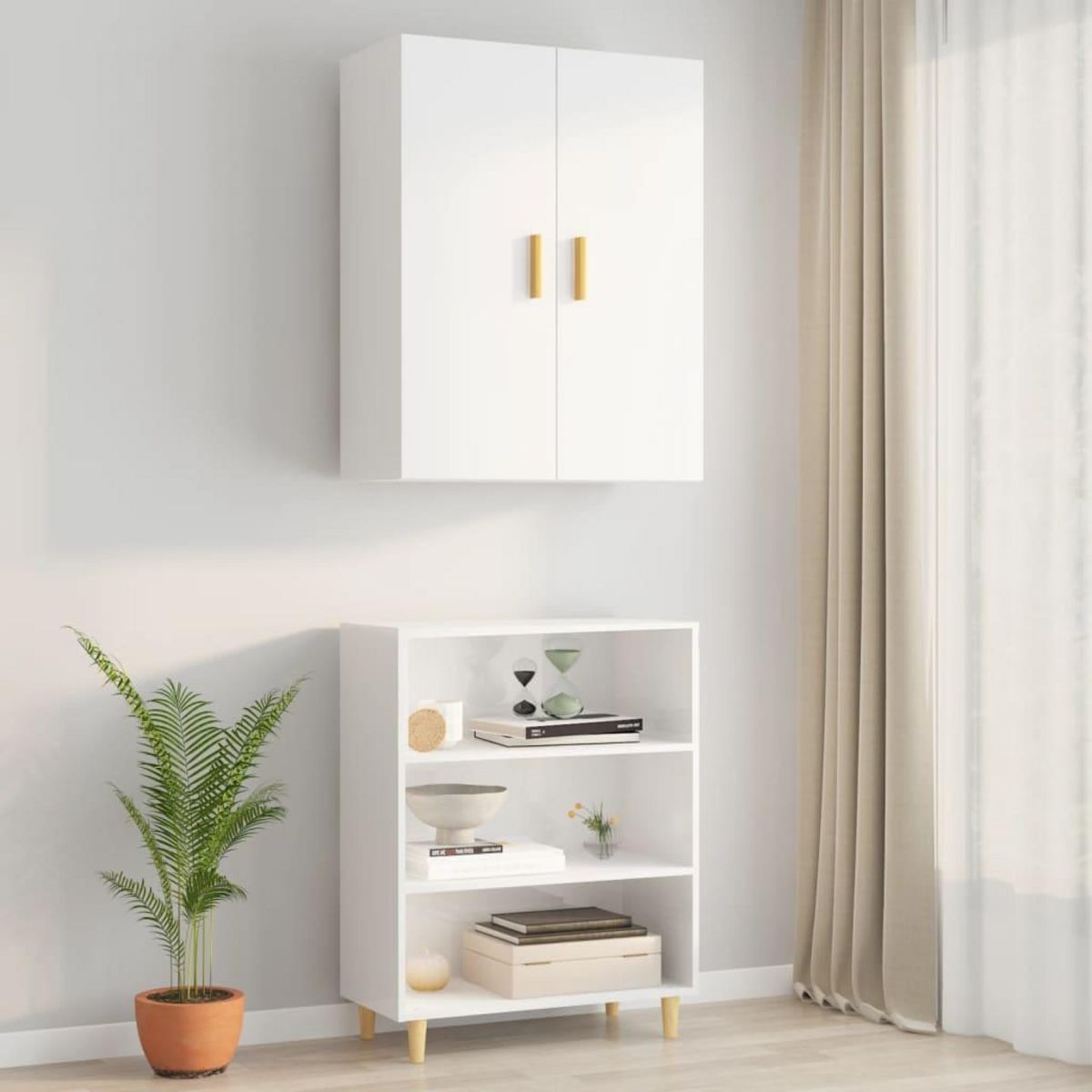 VIDAXL Armoire murale suspendue Blanc brillant 69,5x34x90 cm
