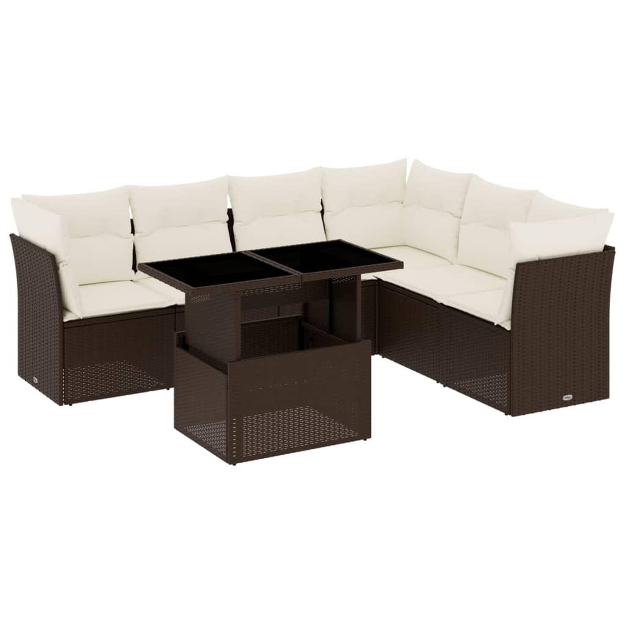 Voir la diapositive 2 : VIDAXL Salon de jardin avec coussins 7 pcs marron resine tressee