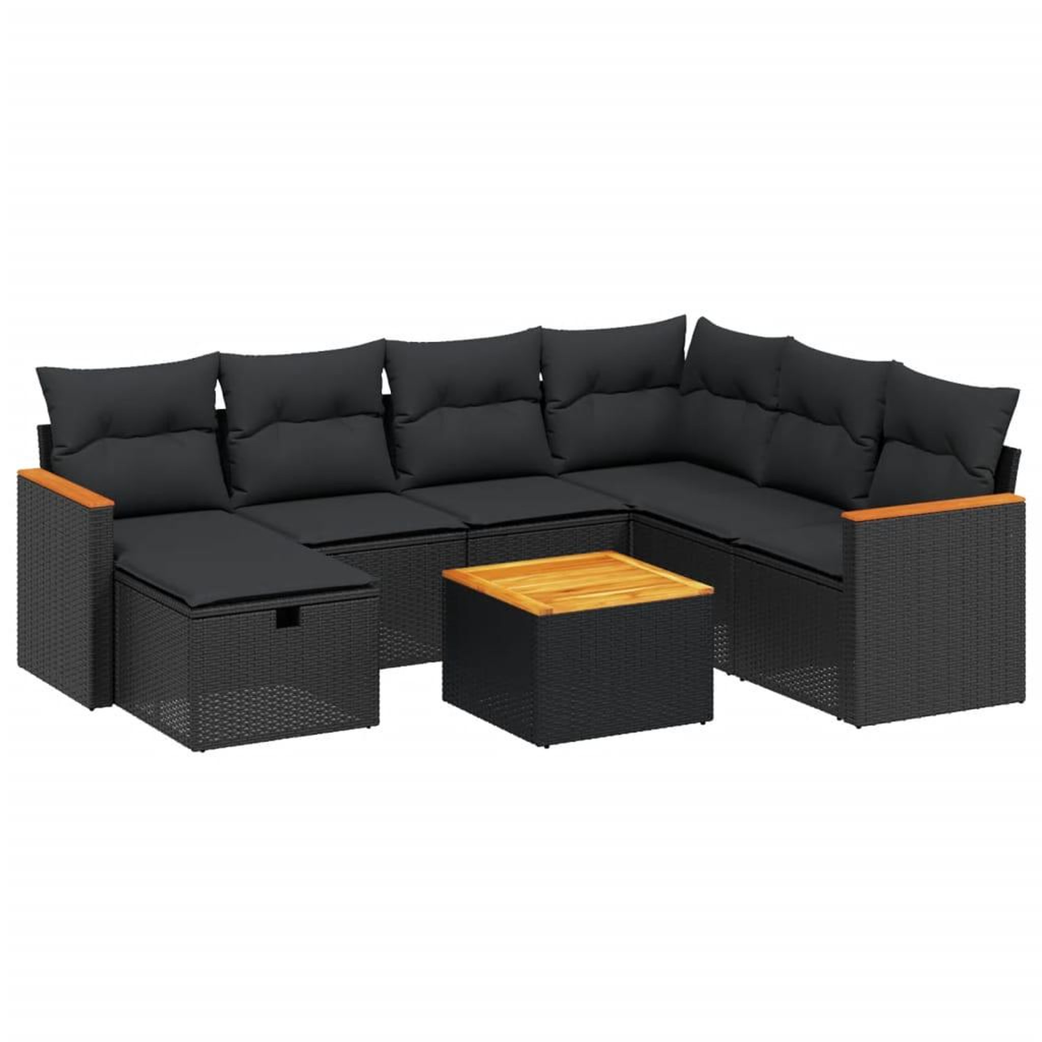 Voir la diapositive 2 : VIDAXL Salon de jardin 8 pcs avec coussins noir resine tressee