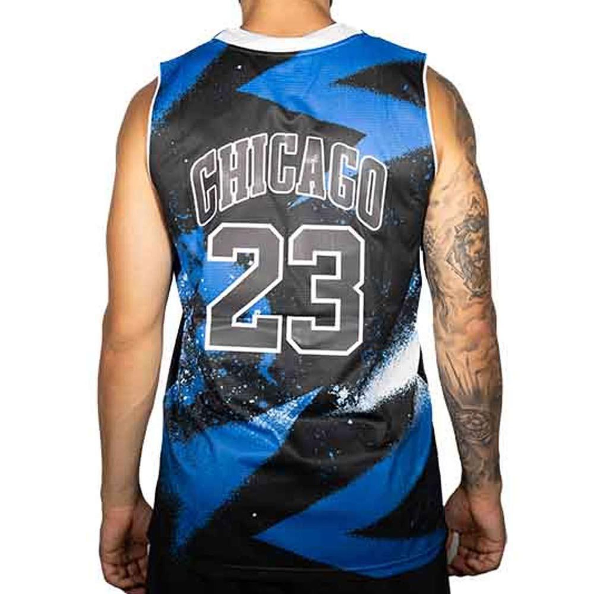 Voir la diapositive 2 : SPORTZONE Chicago Maillot de basket Noir/Bleu Homme Sport Zone
