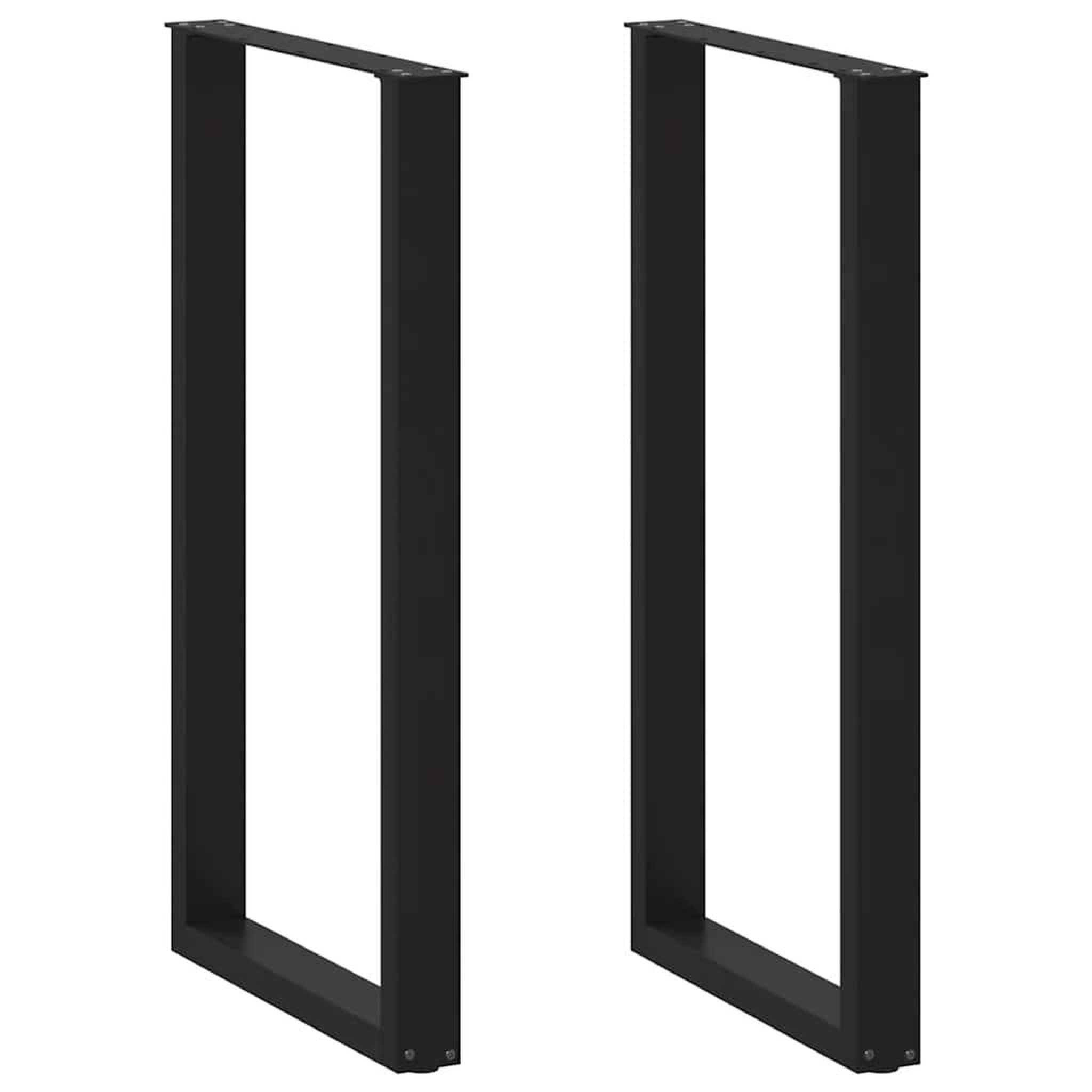 VIDAXL Pieds de table basse forme de U 2 pcs noir 60x(110-111)cm acier