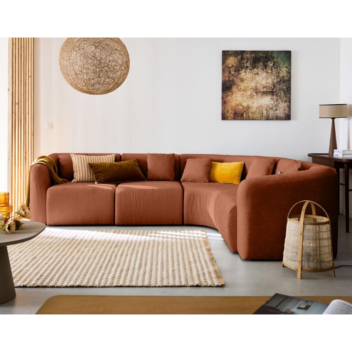 LISA DESIGN Ikare - canapé d'angle modulable réversible - 5 places - en tissu