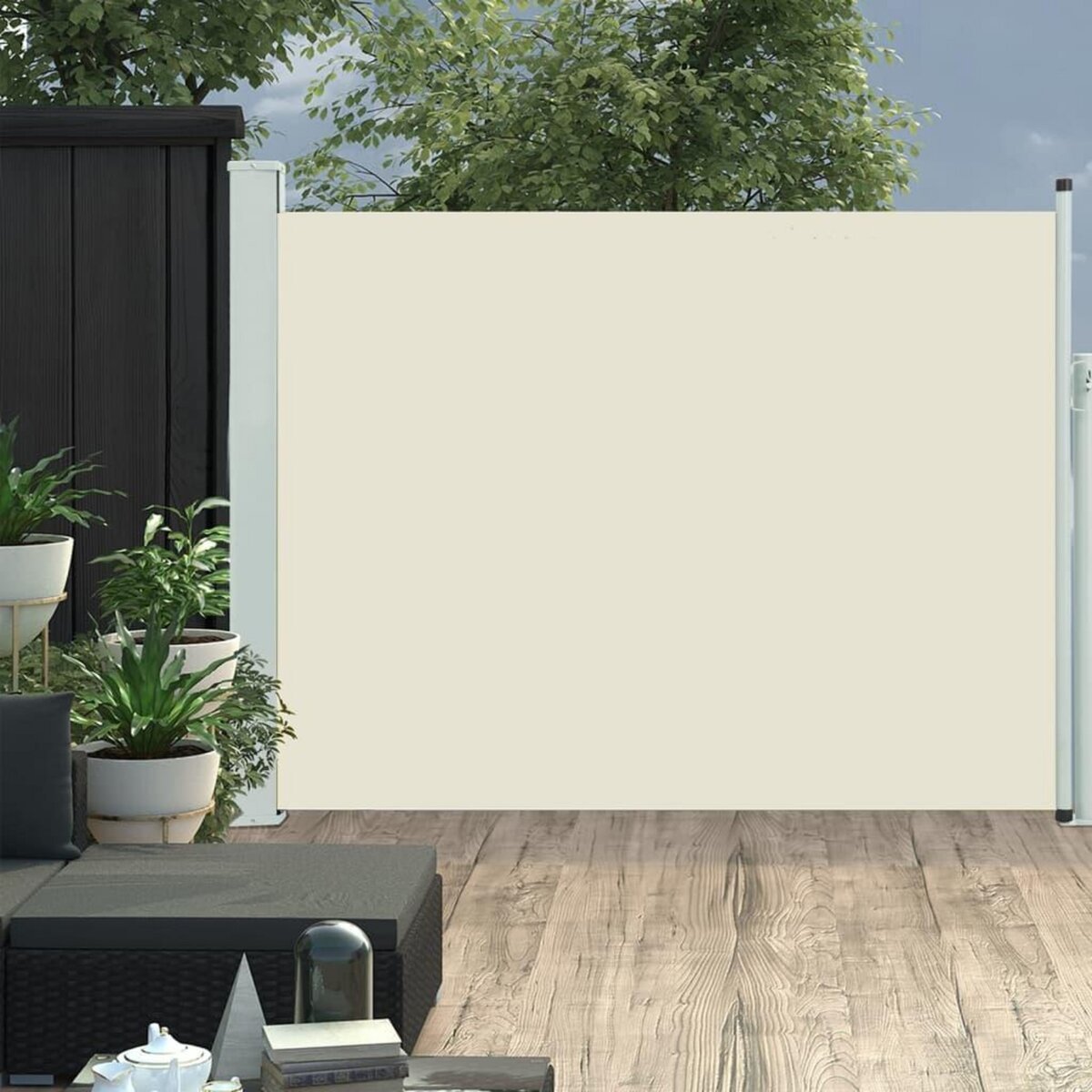 VIDAXL Auvent lateral retractable de patio 140x500 cm Creme