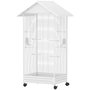 Voir la diapositive 5 : PAWHUT Cage à oiseaux sur roulettes tiroir amovible acier blanc