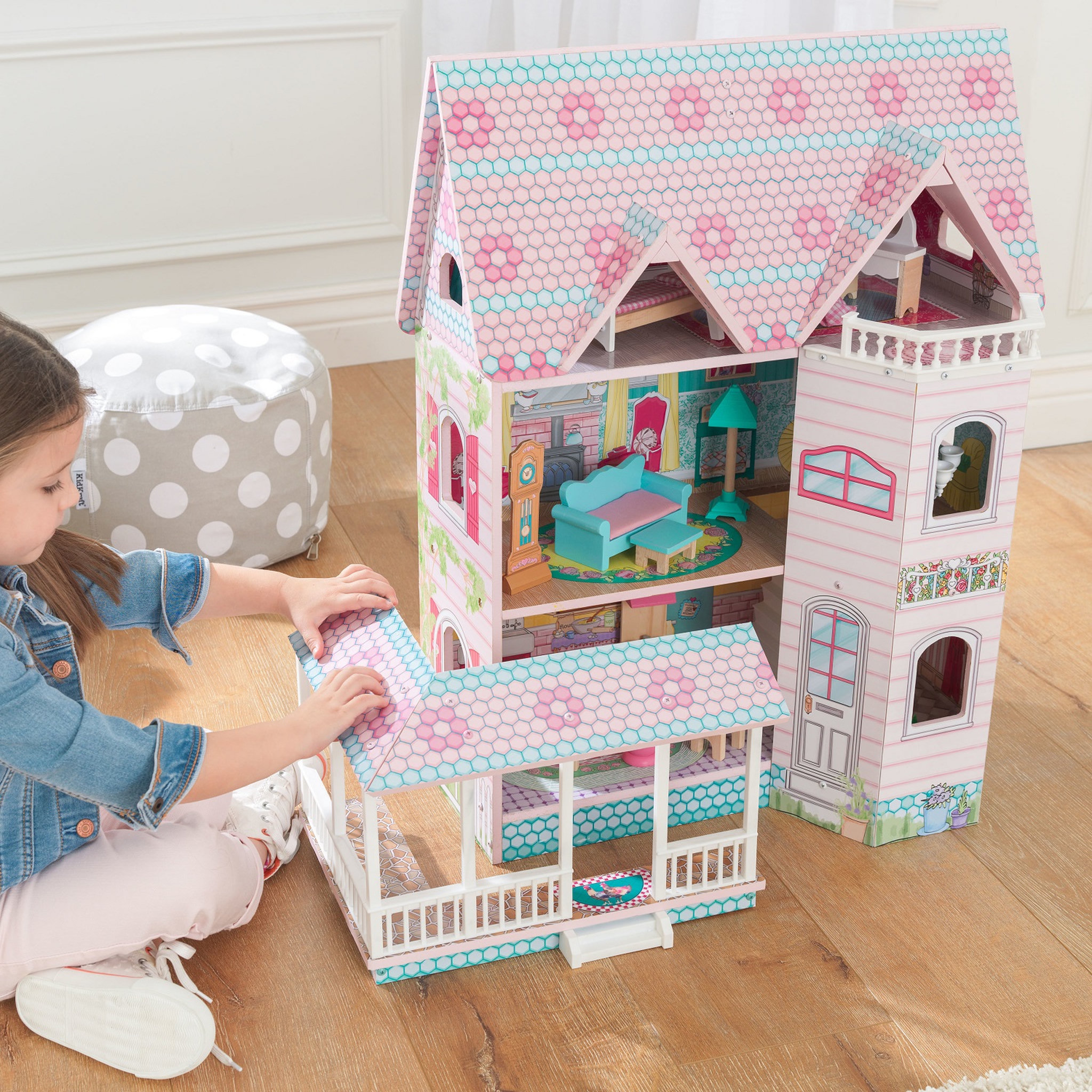 Voir la diapositive 7 : Kidkraft Maison de poupée en bois Abbey Manor