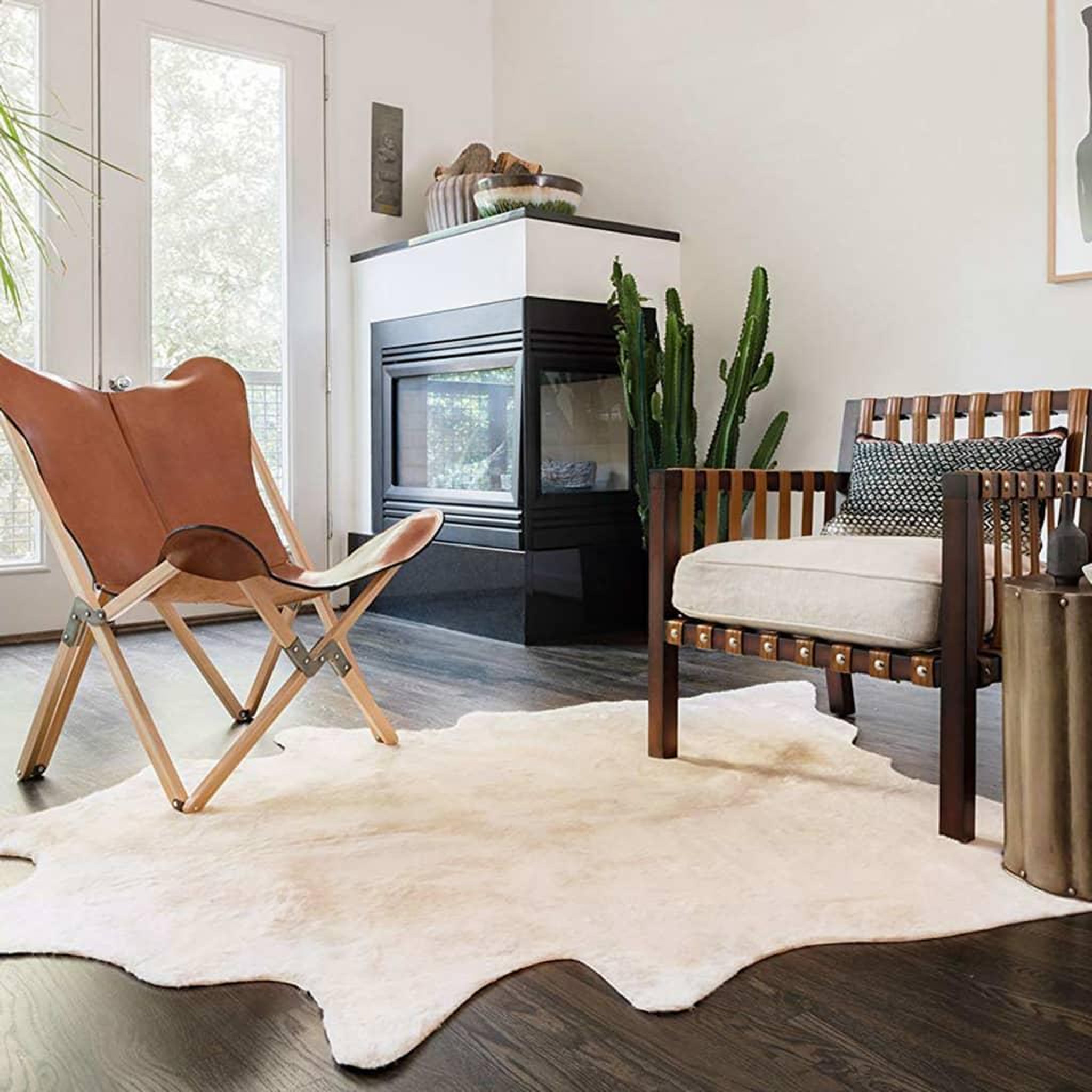 Voir la diapositive 1 : VIDAXL Tapis en peau de vache veritable 150 x 170 cm Beige