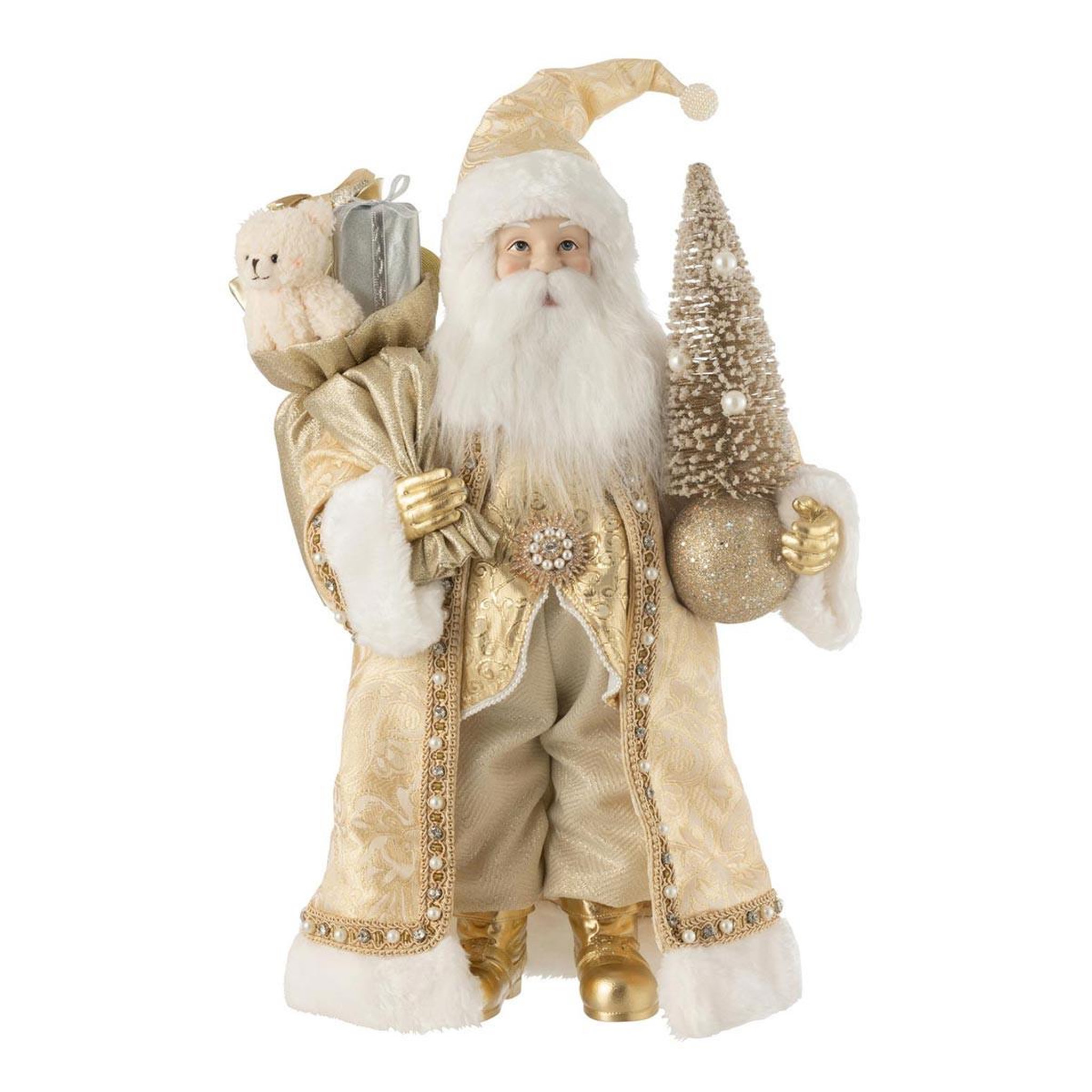 J-LINE Statuette père noël déco  shimmering  50cm or