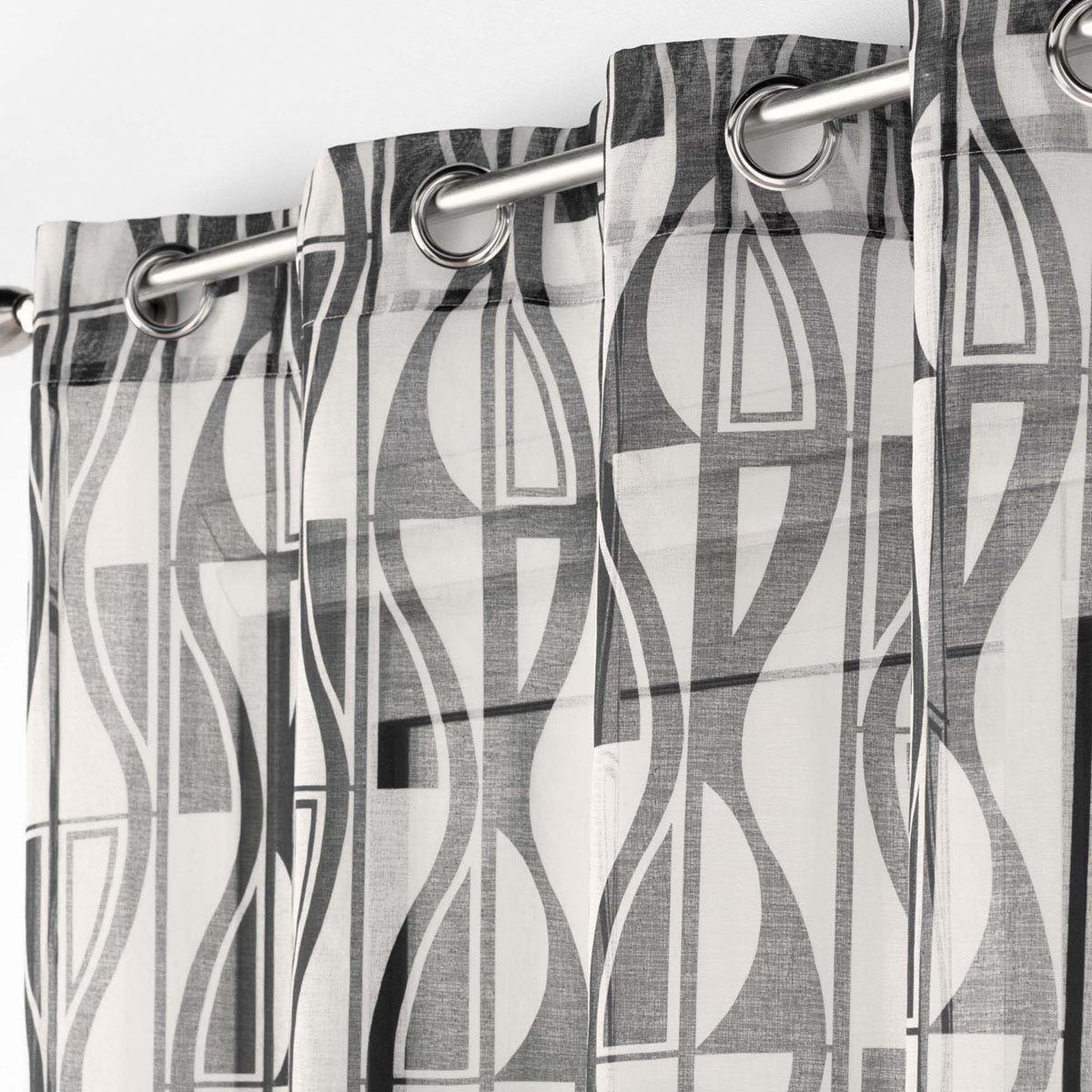 Voir la diapositive 3 : Douceur d'Intérieur Rideau voilage à œillets  ikaris  140x240cm noir & blanc