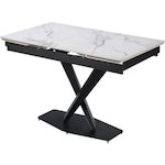 Habitat et Jardin Table à manger extensible en céramique 6 à 10 personnes  Silence  - Blanc marbré gris