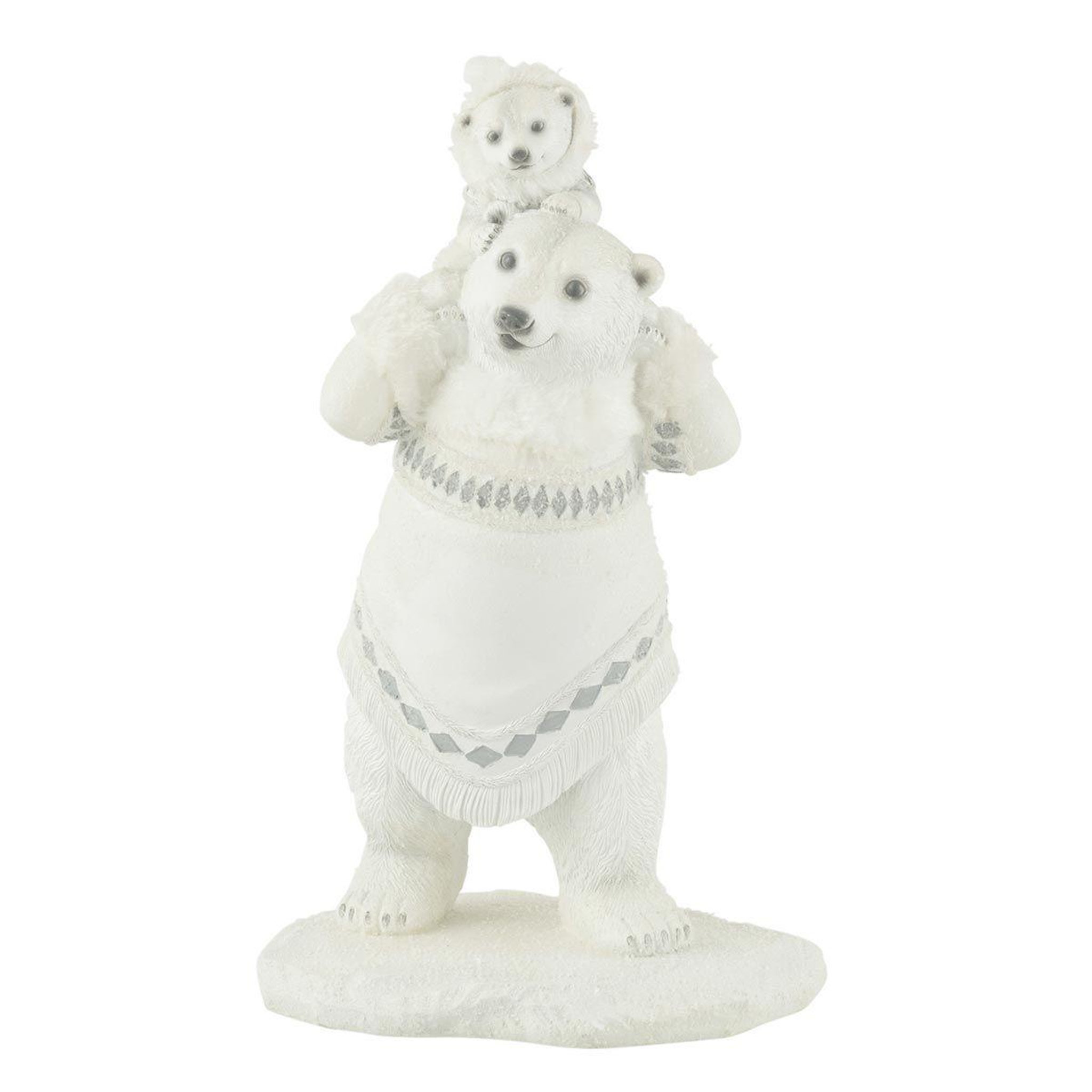 J-LINE Statuette Déco  Ours Polaire Ourson  31cm Blanc