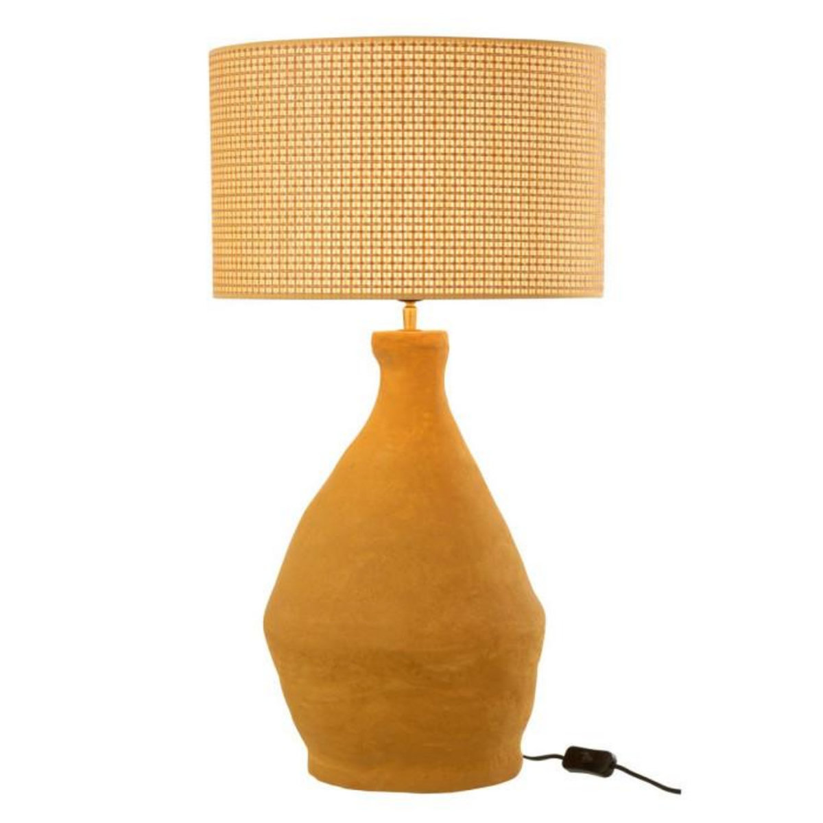 Paris Prix Lampe à Poser en Papier Mâché  Indus  70cm Jaune