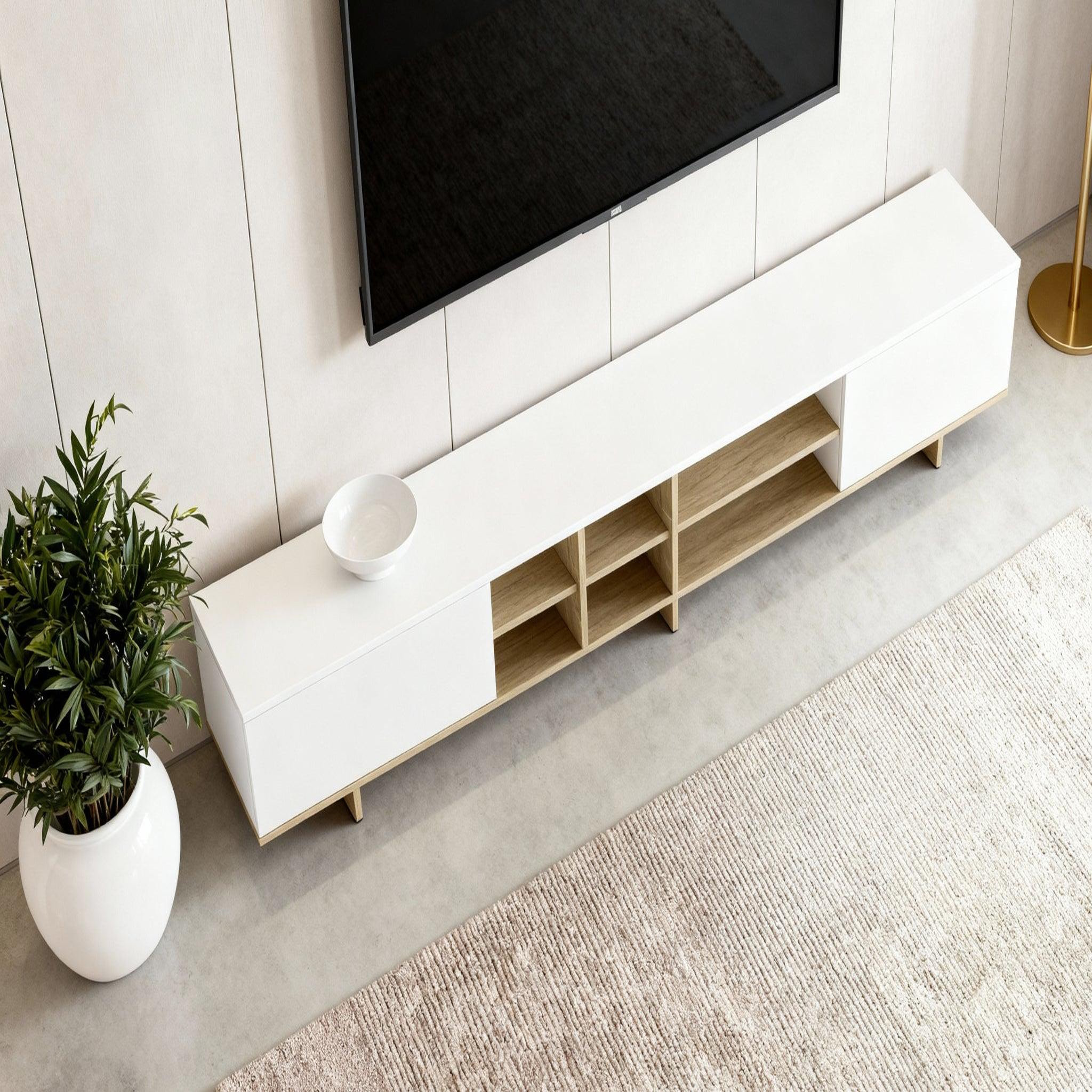 Voir la diapositive 4 : CASANOVA PARIS Calyo - meuble tv 2 portes 230cm en mélamine