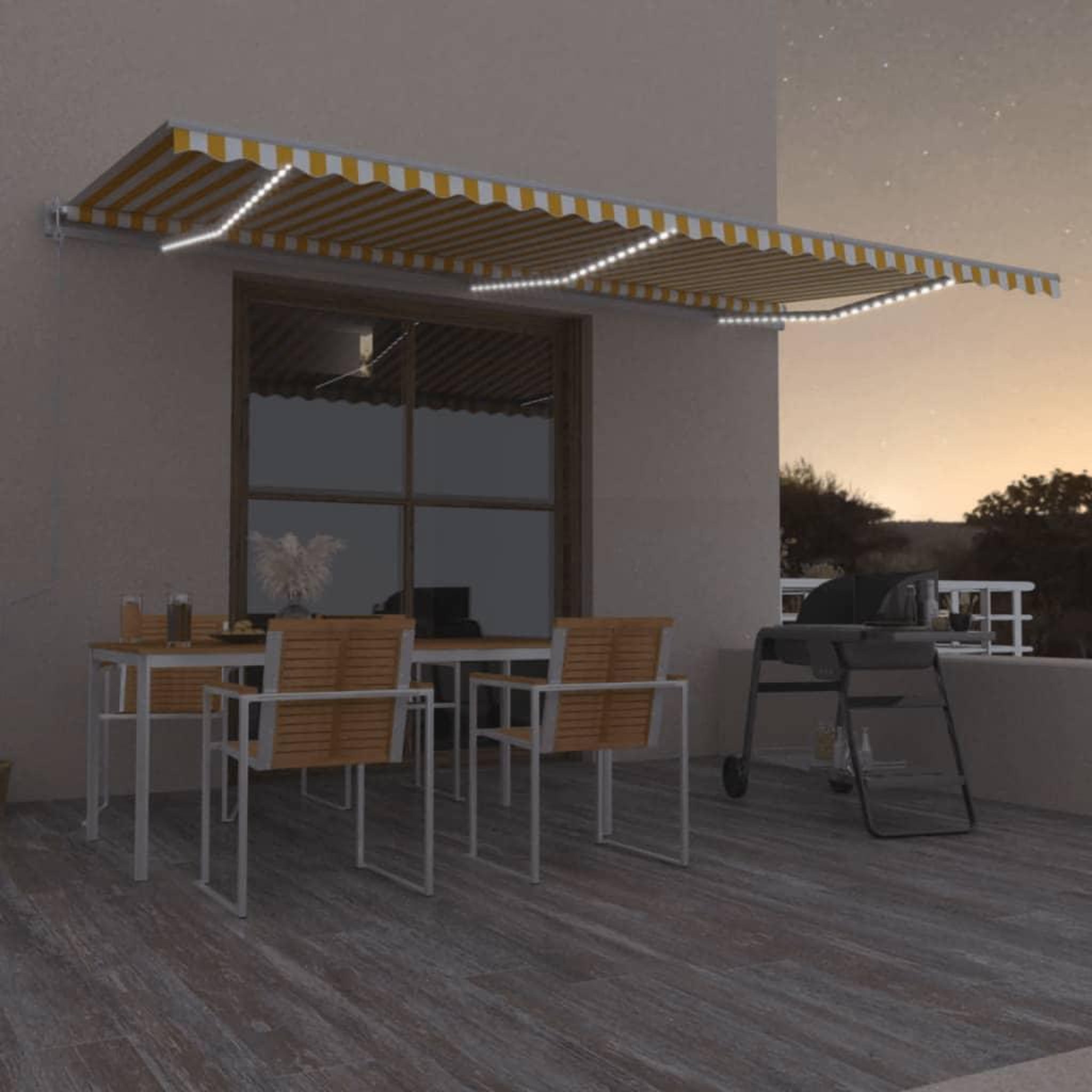 VIDAXL Auvent automatique capteur de vent/LED 600x300cm Jaune et blanc