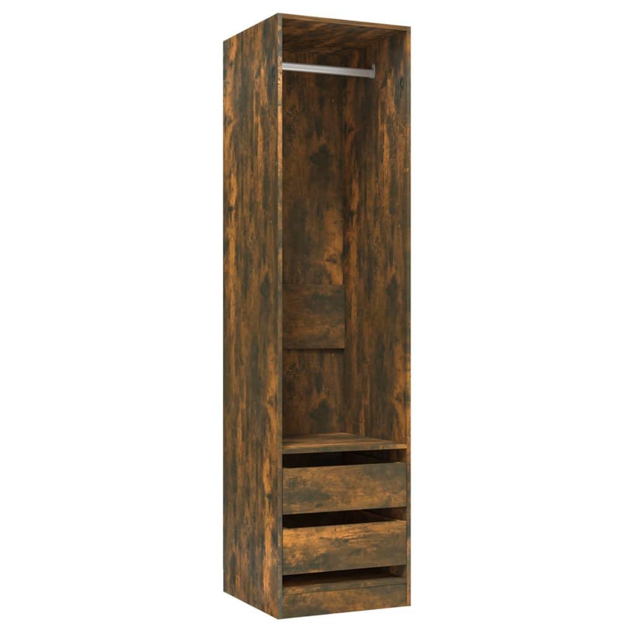 Voir la diapositive 2 : VIDAXL Armoire avec tiroirs Chene fume 50x50x200 cm Bois d'ingenierie