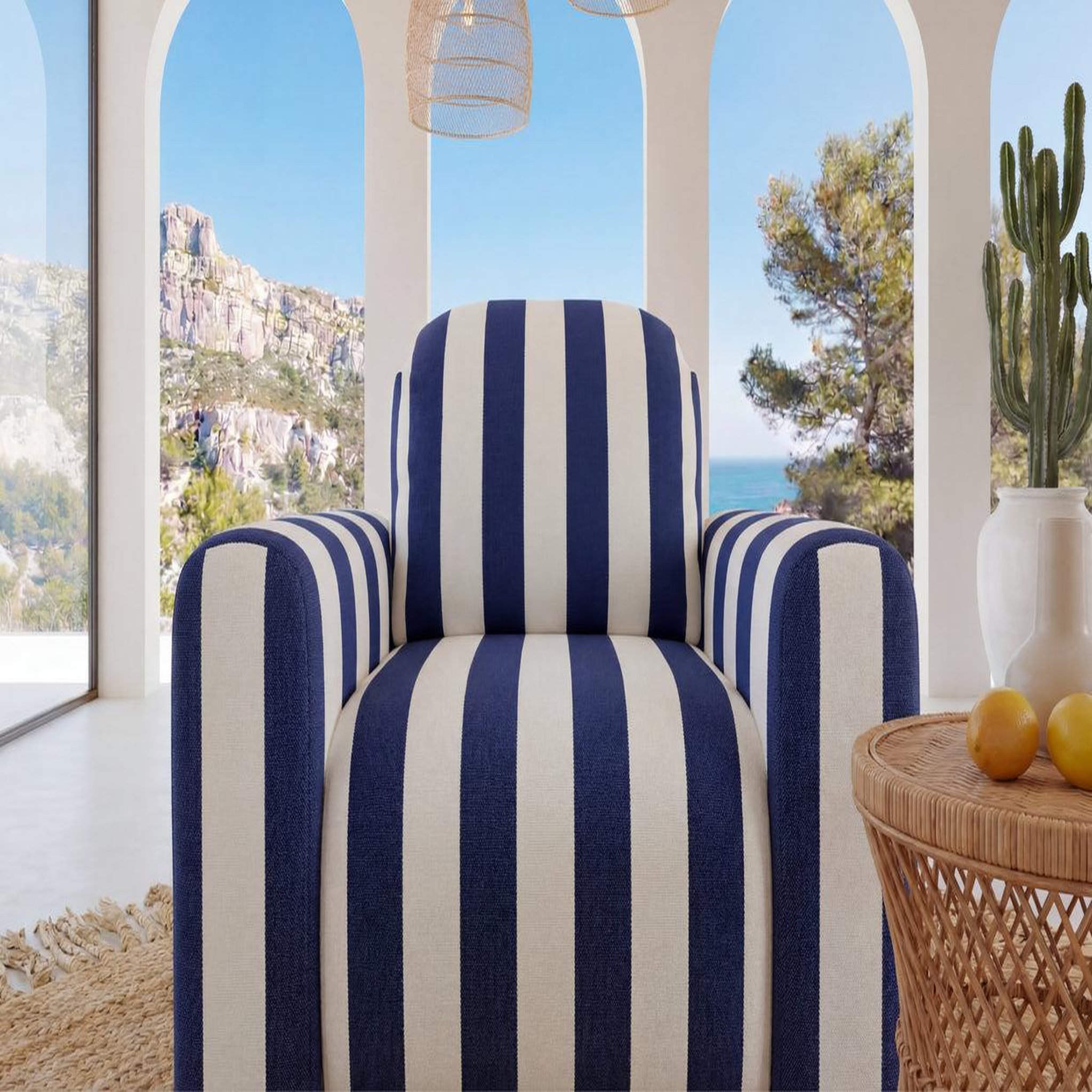 Voir la diapositive 5 : CASANOVA PARIS Elvis - fauteuil tissu rayé