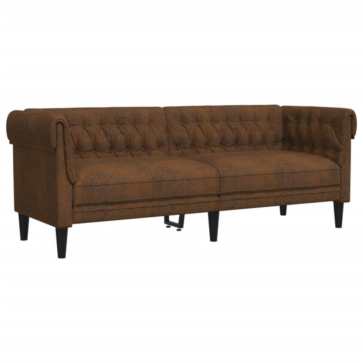 VIDAXL Canape Chesterfield 3 places marron tissu