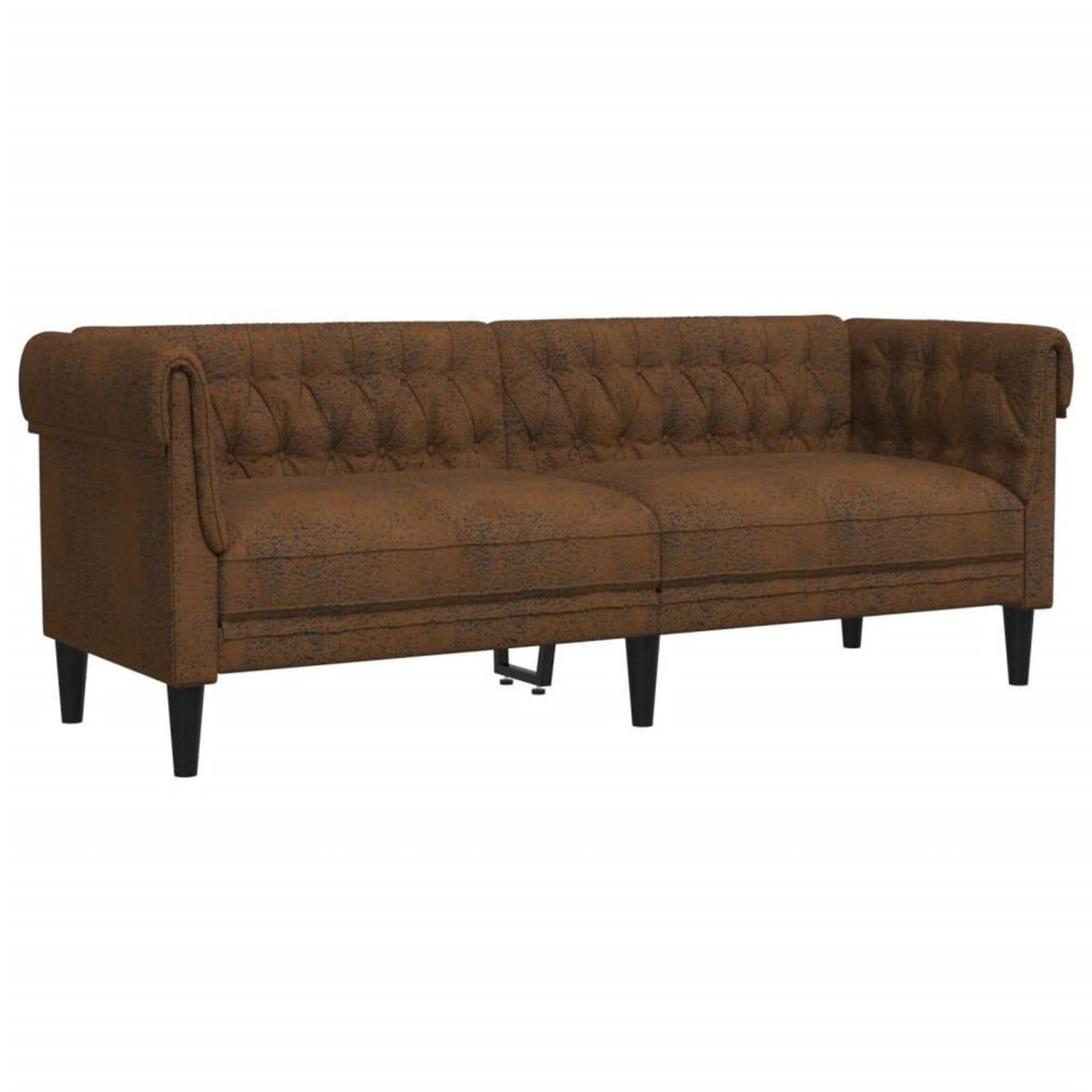 VIDAXL Canape Chesterfield 3 places marron tissu