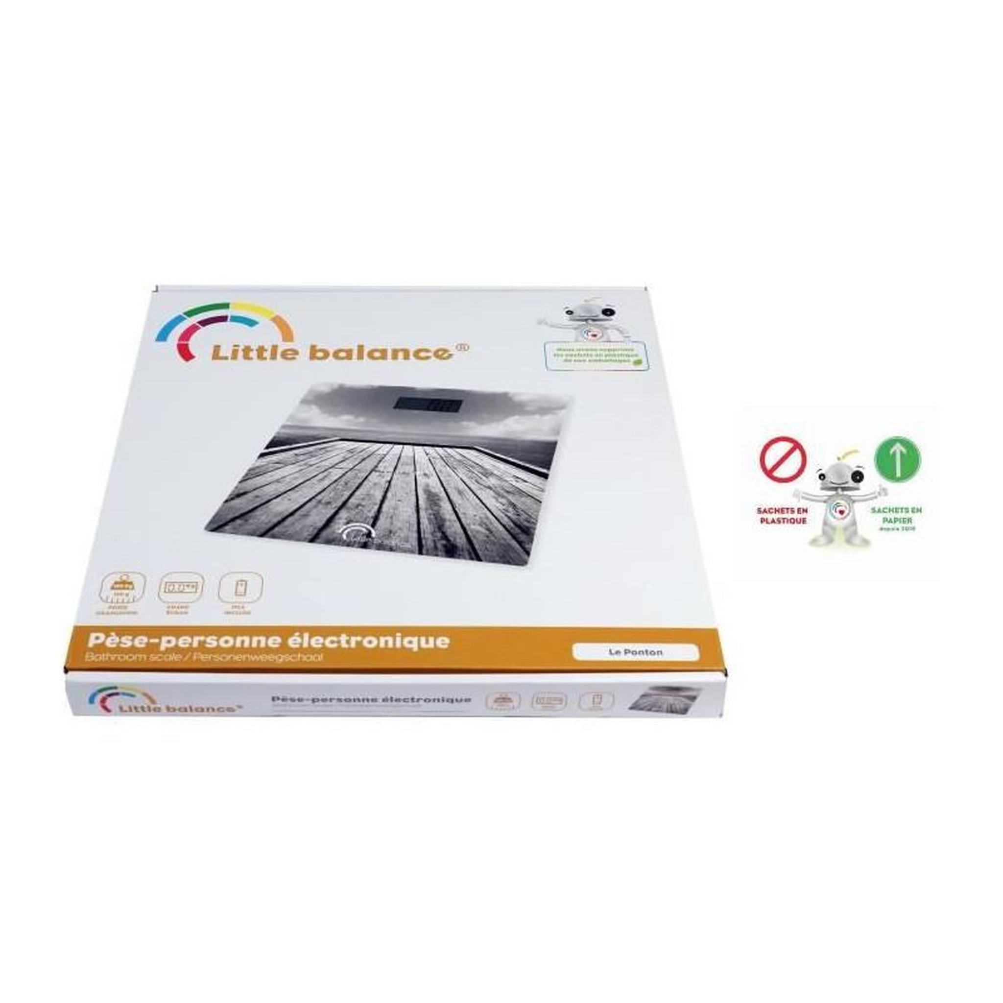 Voir la diapositive 4 : LITTLE BALANCE Pèse-personne électronique 180kg/100g gris - 8107