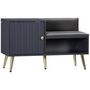 Voir la diapositive 1 : HOMCOM Meuble chaussures banc à chaussures style art déco placard niche banquette assise dossier PU acier doré panneaux gris
