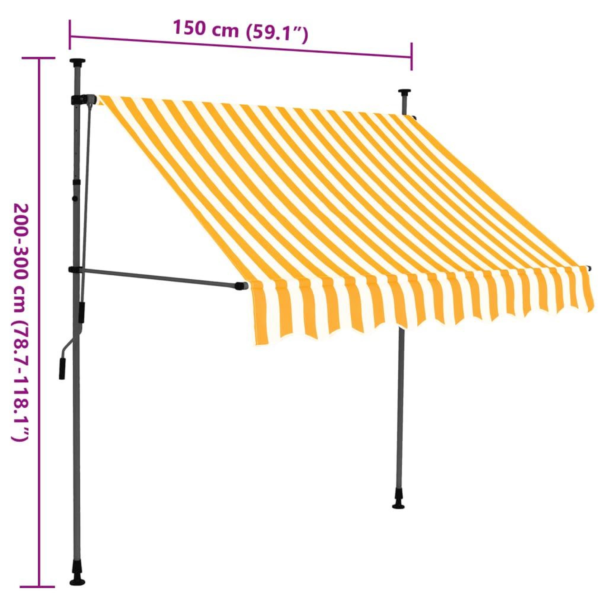 Voir la diapositive 6 : VIDAXL Auvent manuel retractable avec LED 150 cm Blanc et orange