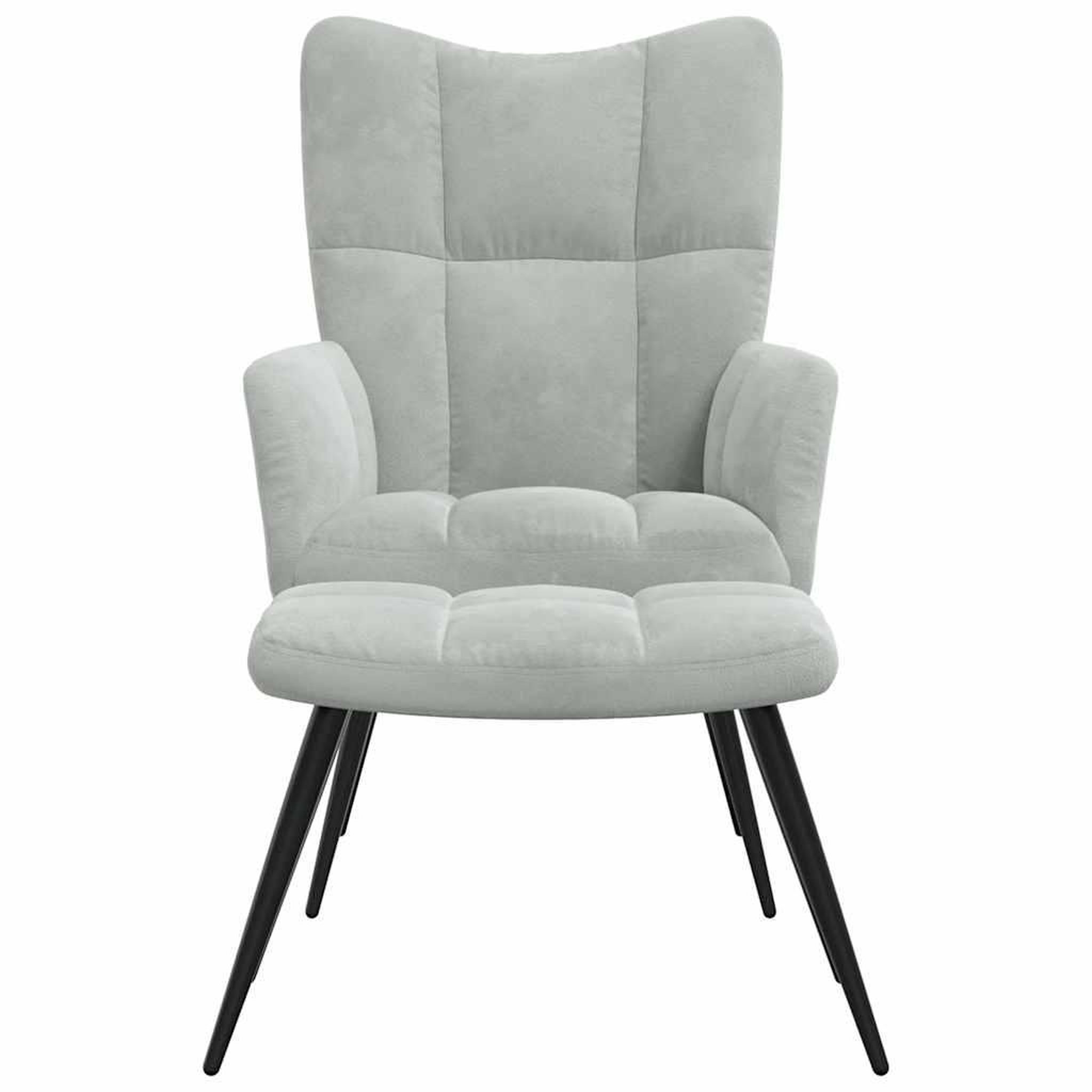 Voir la diapositive 3 : VIDAXL Chaise de relaxation avec tabouret Gris clair Velours